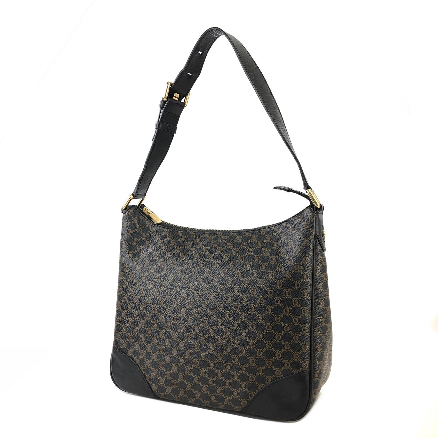 CELINE Macadam Shoulder bag Hobobag Black Old Celine Vintage 6civbn