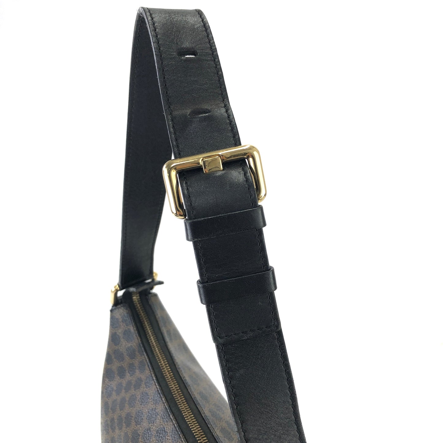 CELINE Macadam Shoulder bag Hobobag Black Old Celine Vintage 6civbn