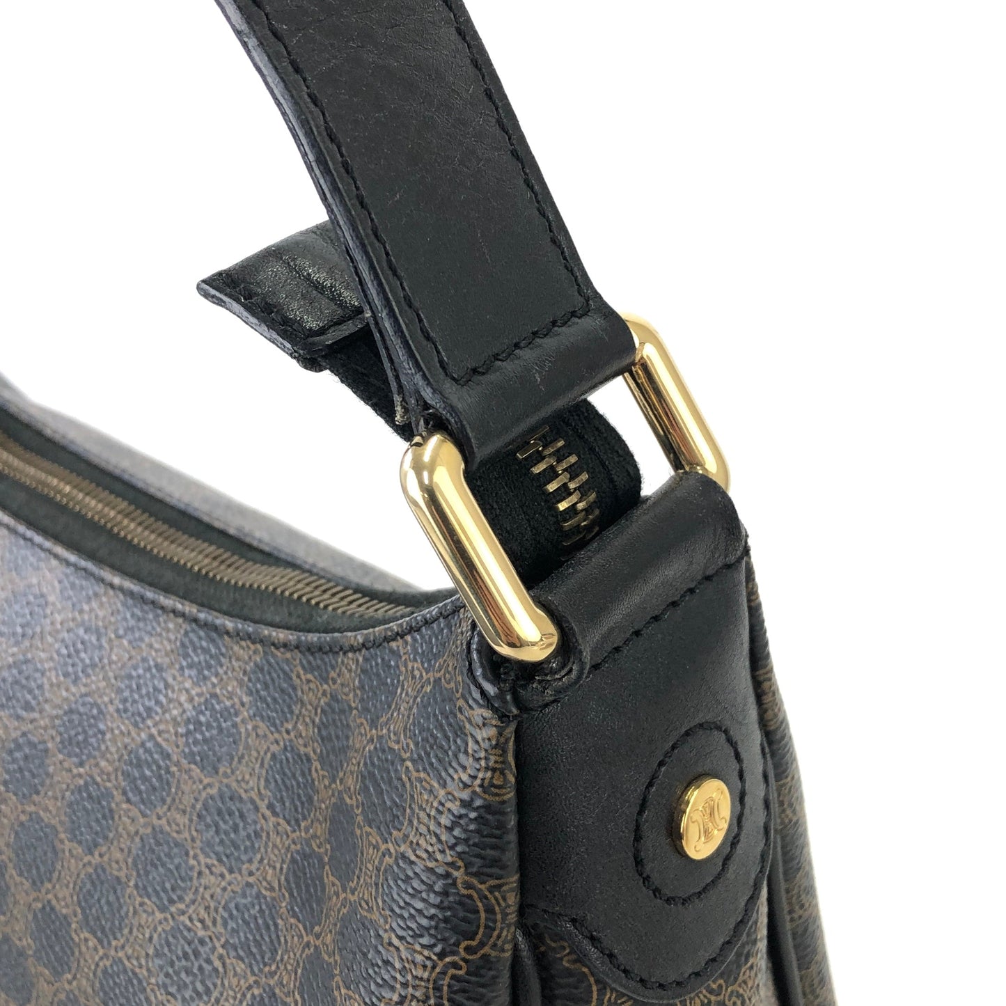 CELINE Macadam Shoulder bag Hobobag Black Old Celine Vintage 6civbn