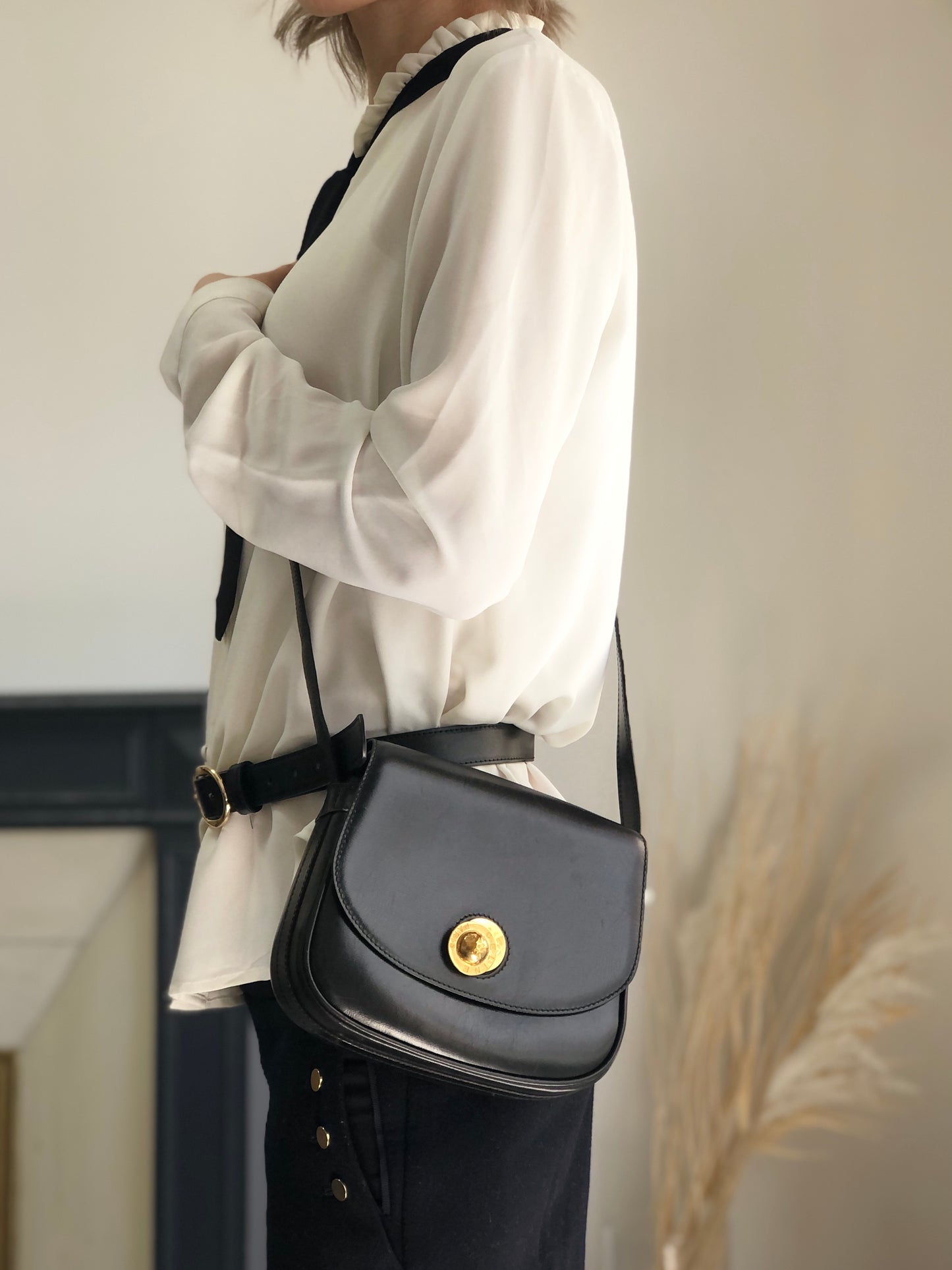 CELINE Starball Shoulder bag Black Vintage 7skrtb
