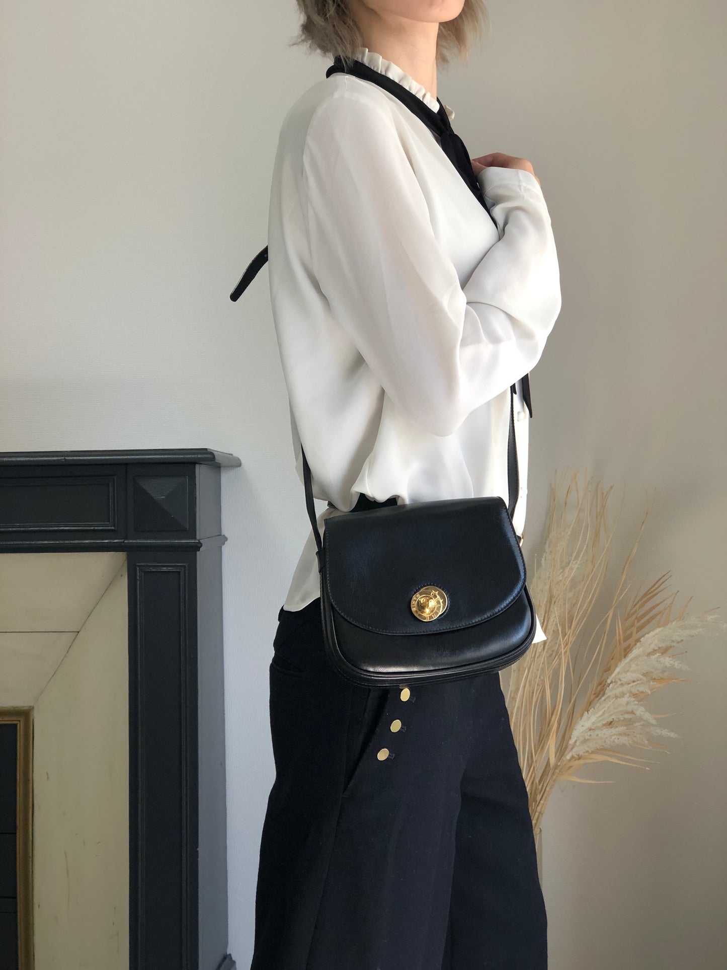 CELINE Starball Shoulder bag Black Vintage 7skrtb