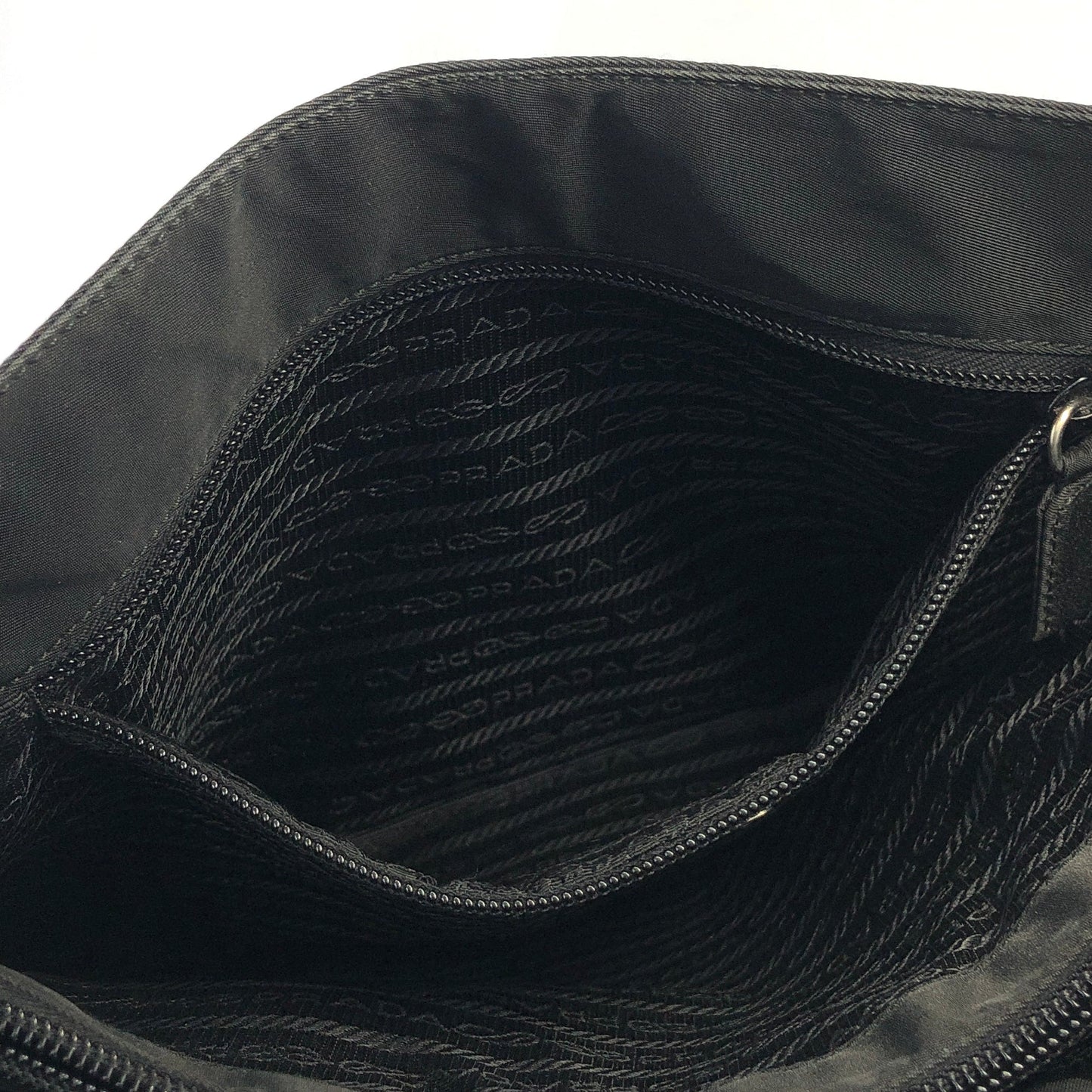PRADA triangle logo Nylon one handle tote bag black Vintage Old 44guk3