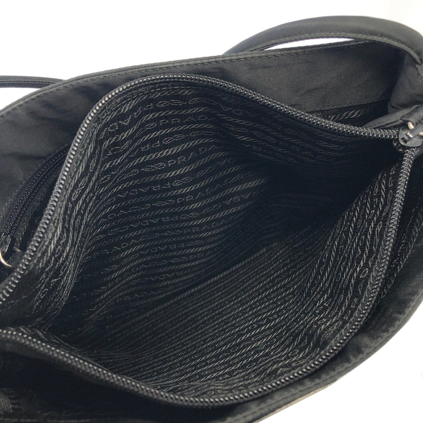 PRADA triangle logo Nylon one handle tote bag black Vintage Old 44guk3