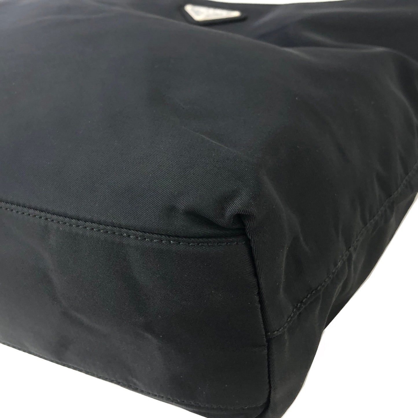 PRADA triangle logo Nylon one handle tote bag black Vintage Old 44guk3