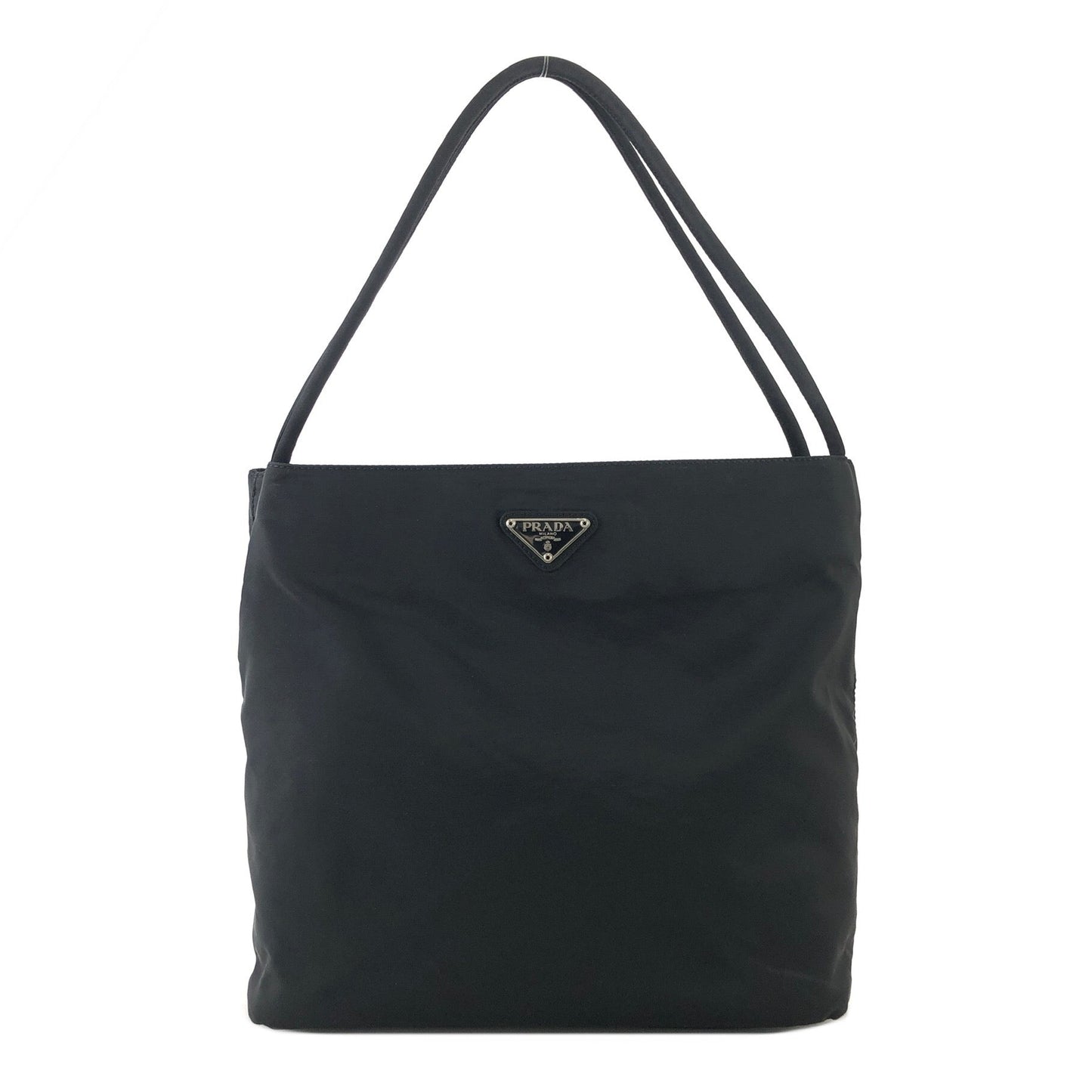 PRADA triangle logo Nylon one handle tote bag black Vintage Old 44guk3