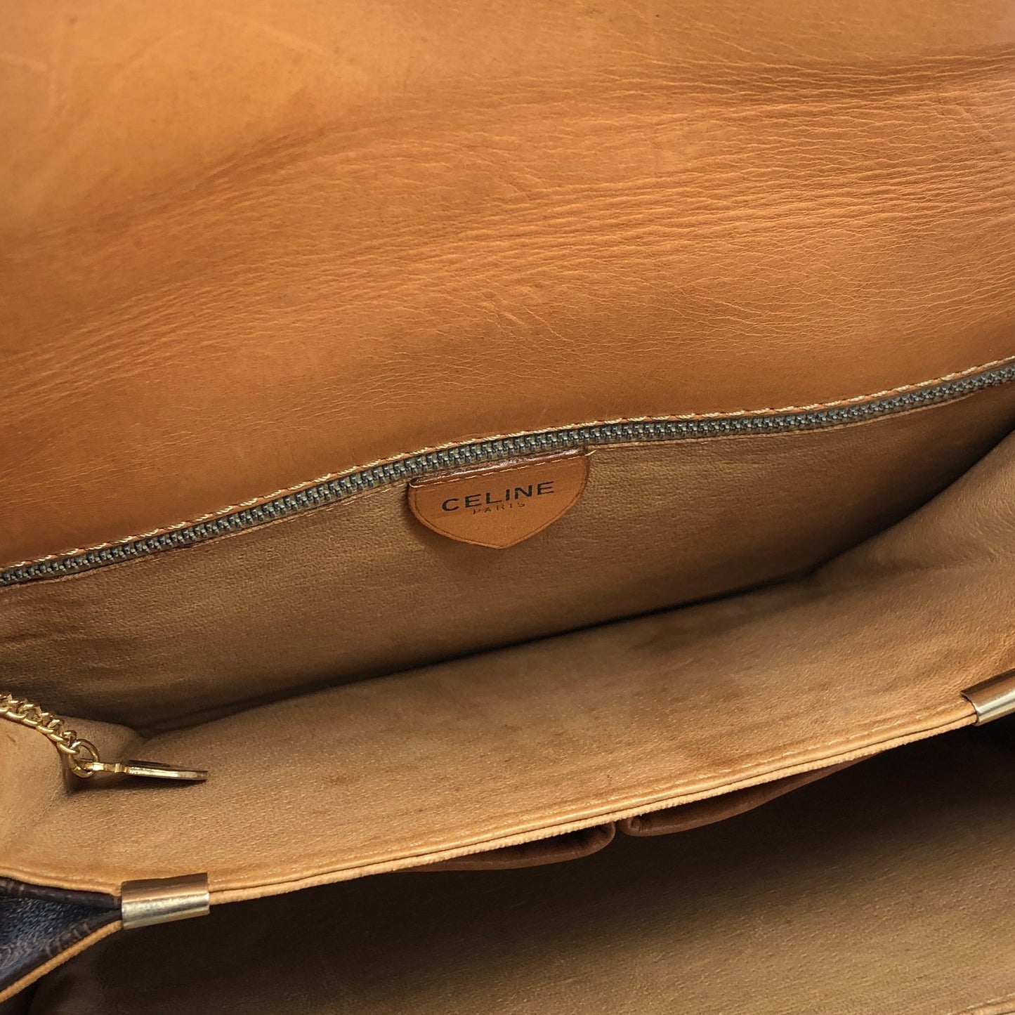 CELINE Macadam Horse carriage Leather crossbody Shoulder bag Brown Vintage Old Celine 6pg6byー