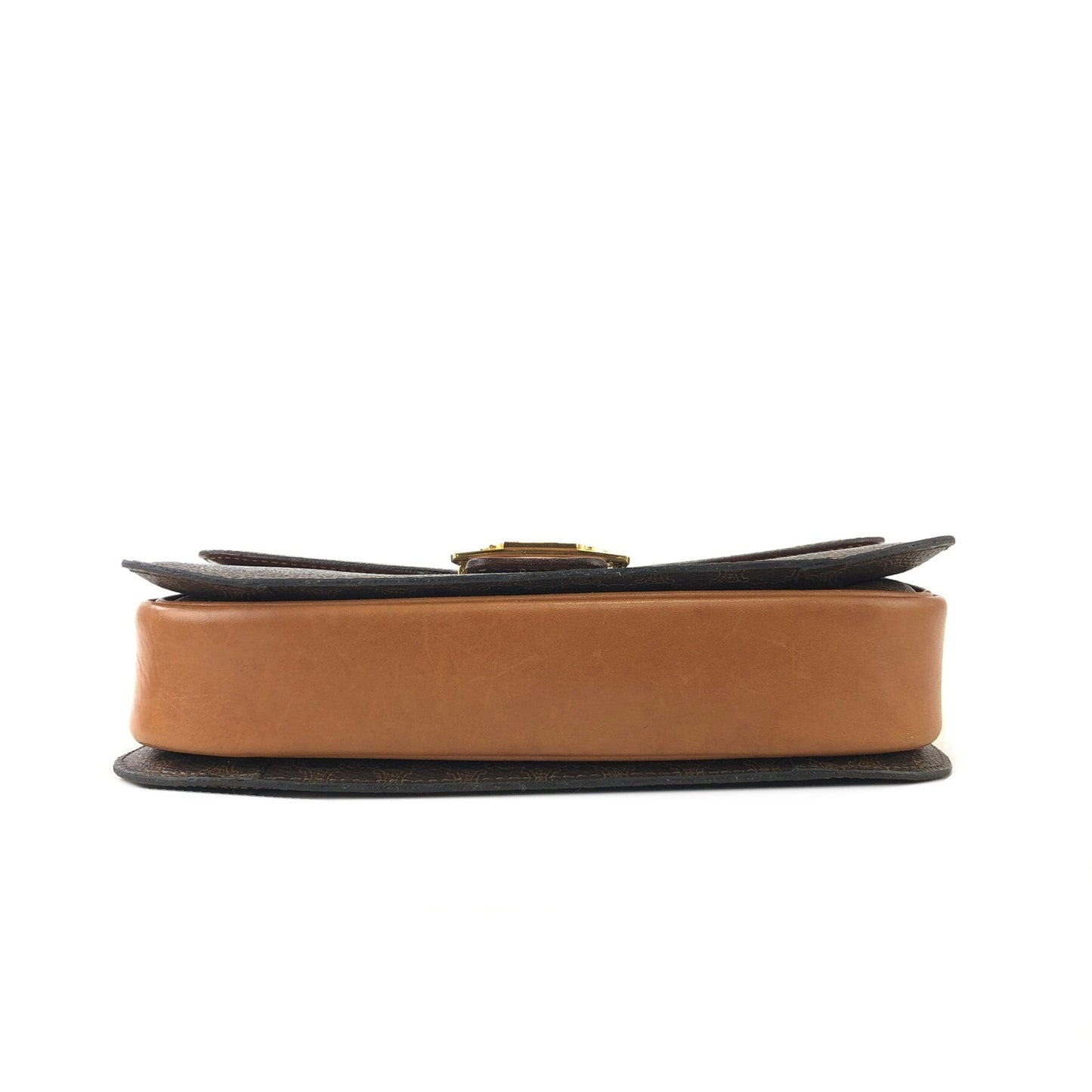 CELINE Macadam Horse carriage Leather crossbody Shoulder bag Brown Vintage Old Celine 6pg6byー