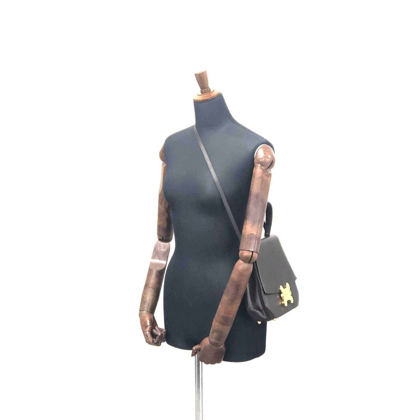 CELINE Triomphe Leather 2way shoulder bag Brown Vintage Old Celine wne7kc