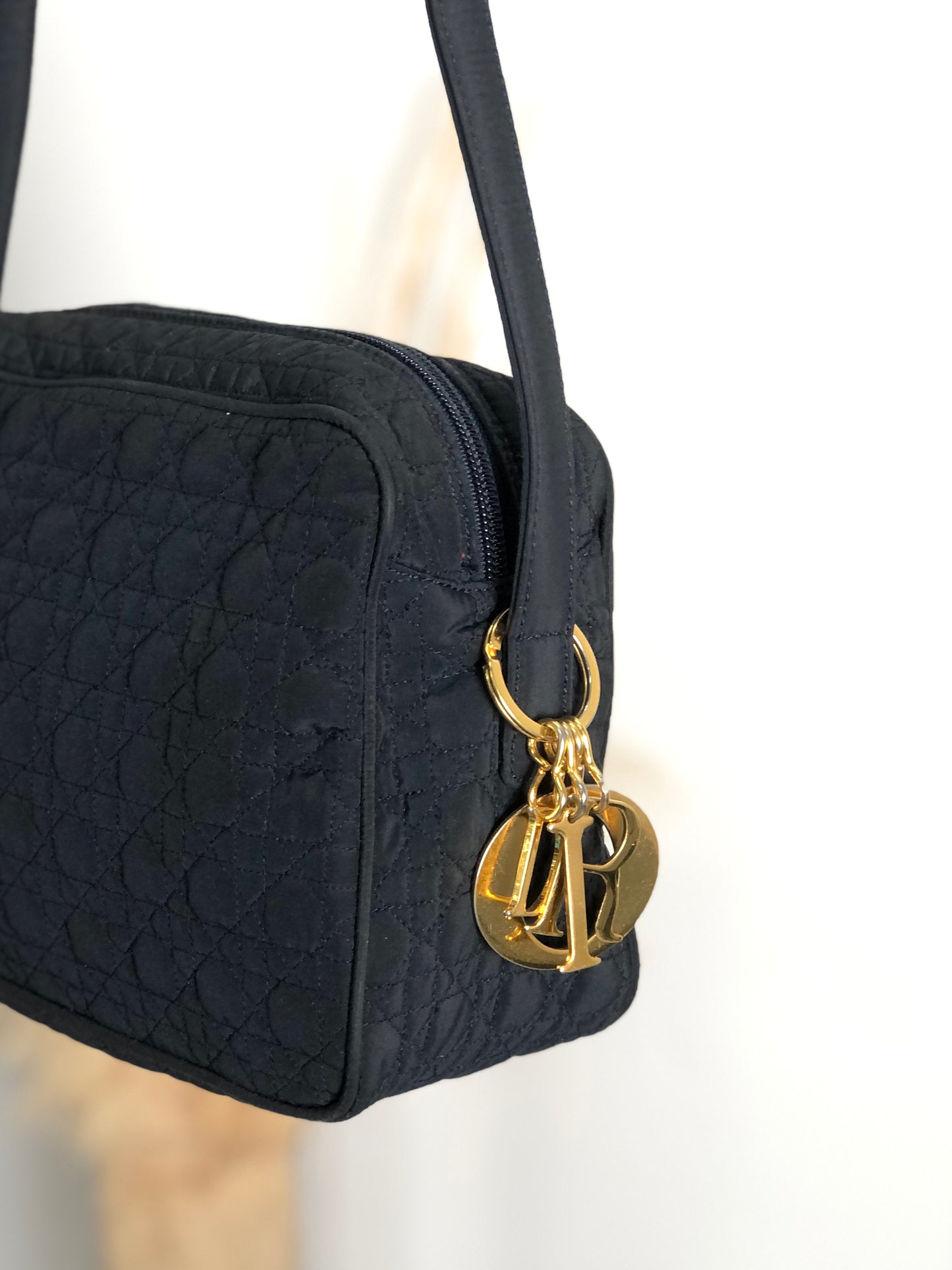 Christian Dior Cannage Logo Charm 單肩包 深海軍藍 復古 pdtnij