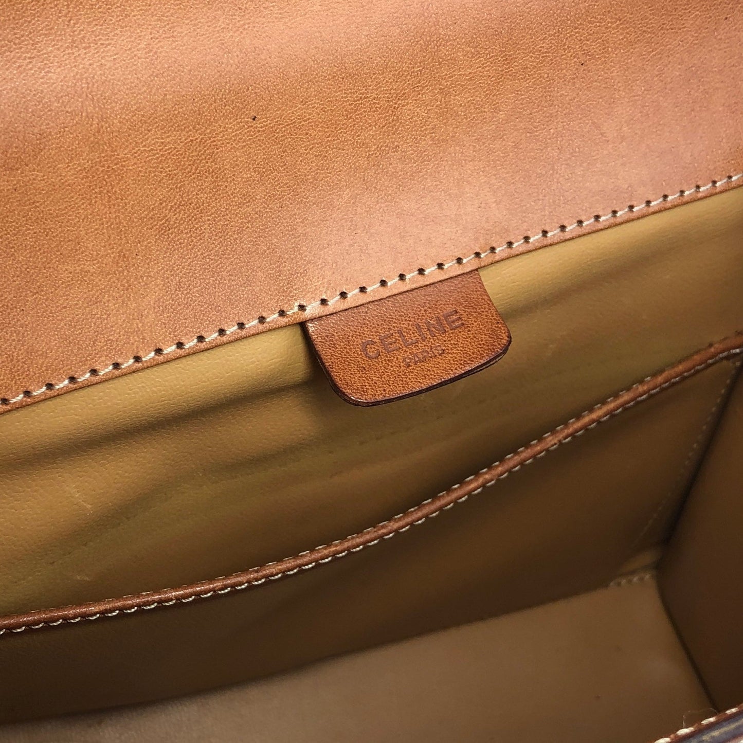 CELINE Macadam Turn lock Crossbody Shoulder bag Beige Vintage Old CELINE pm76z3