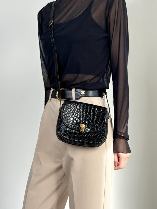 CELINE Triomphe Shoulder bag Black Vintage vtsptj