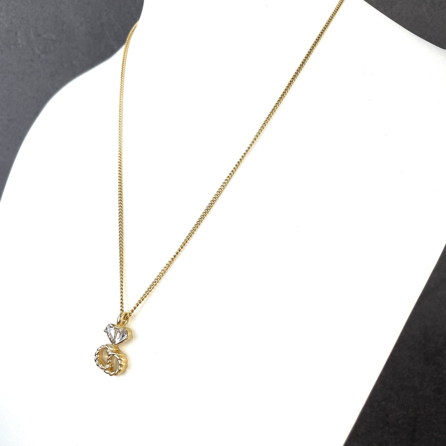 Christian Dior Logo Heart Stone Necklace Gold Vintage Old s32svt