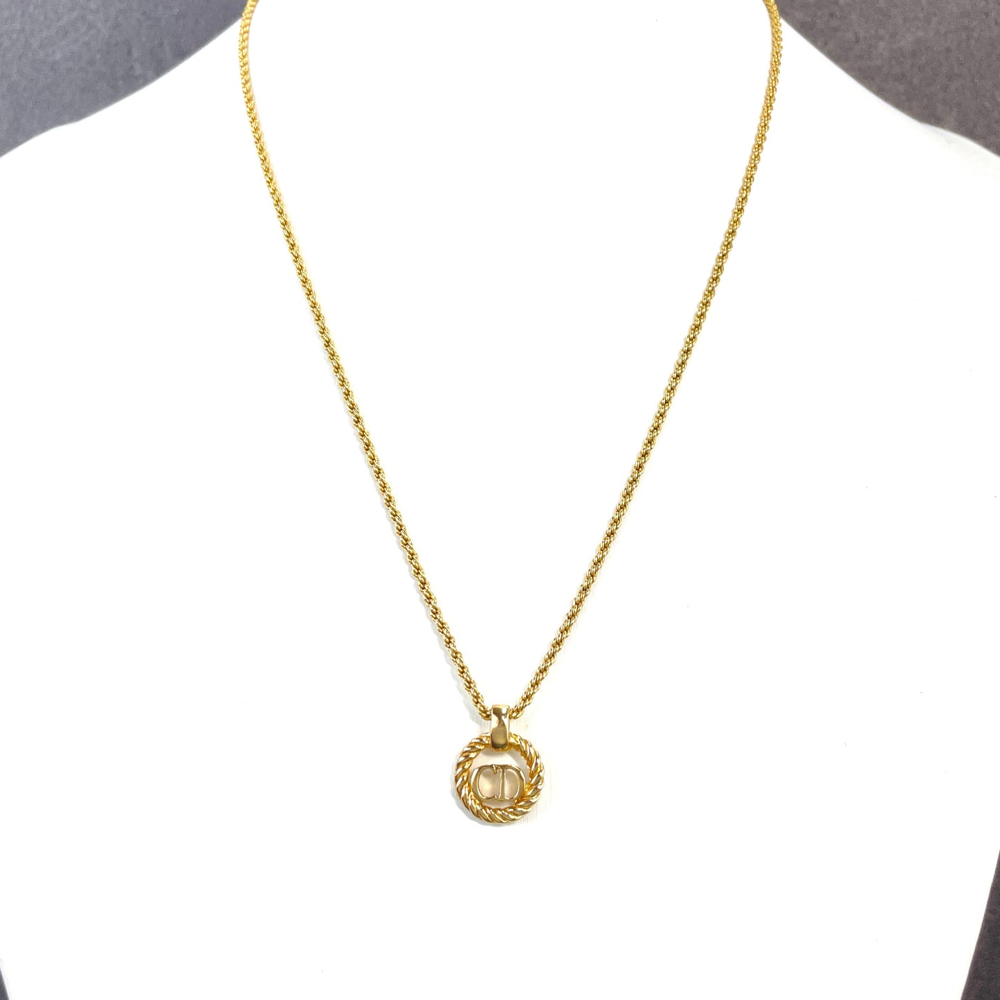Christian Dior CD Logo Necklace Gold Vintage Old 3ttgbr