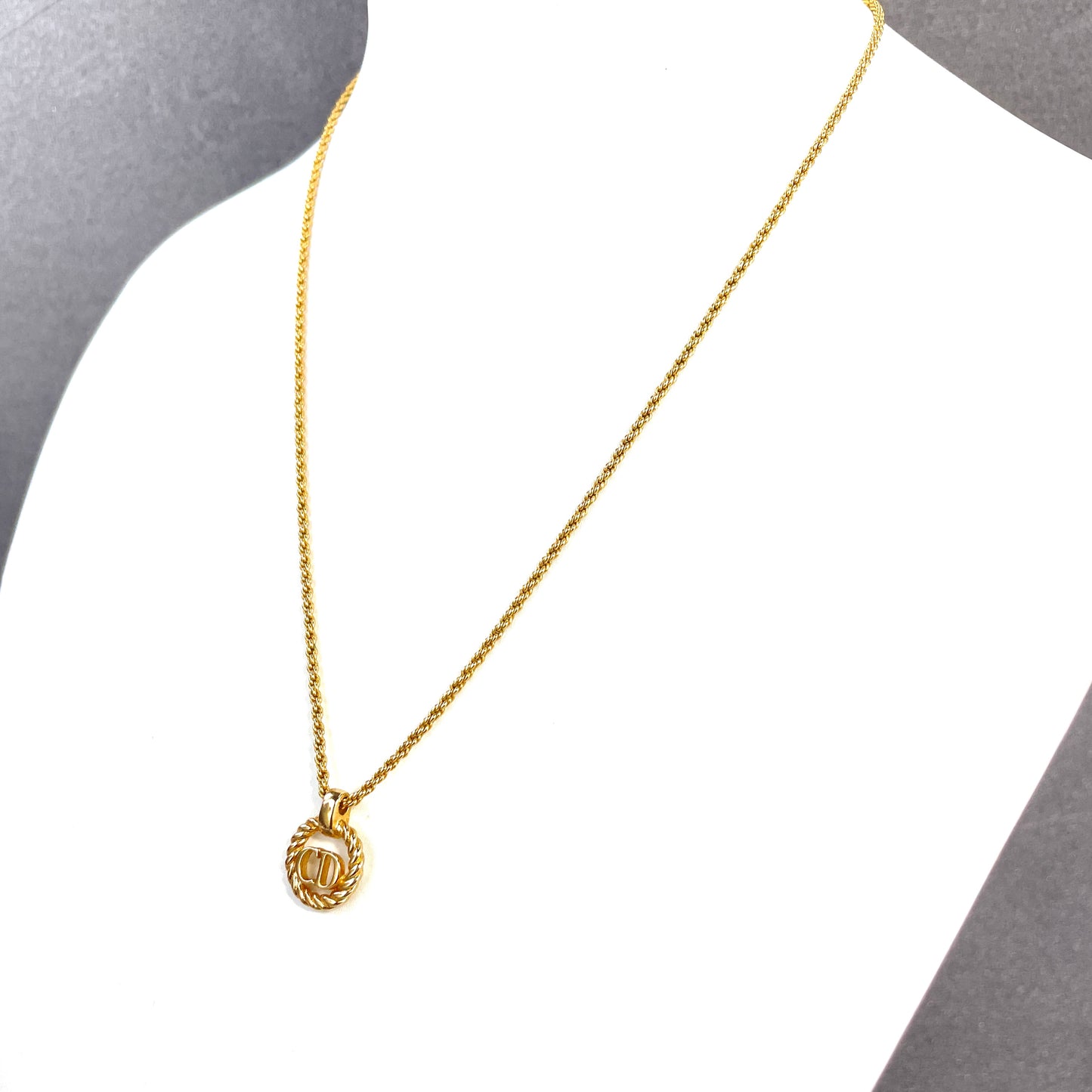 Christian Dior CD Logo Necklace Gold Vintage Old 3ttgbr