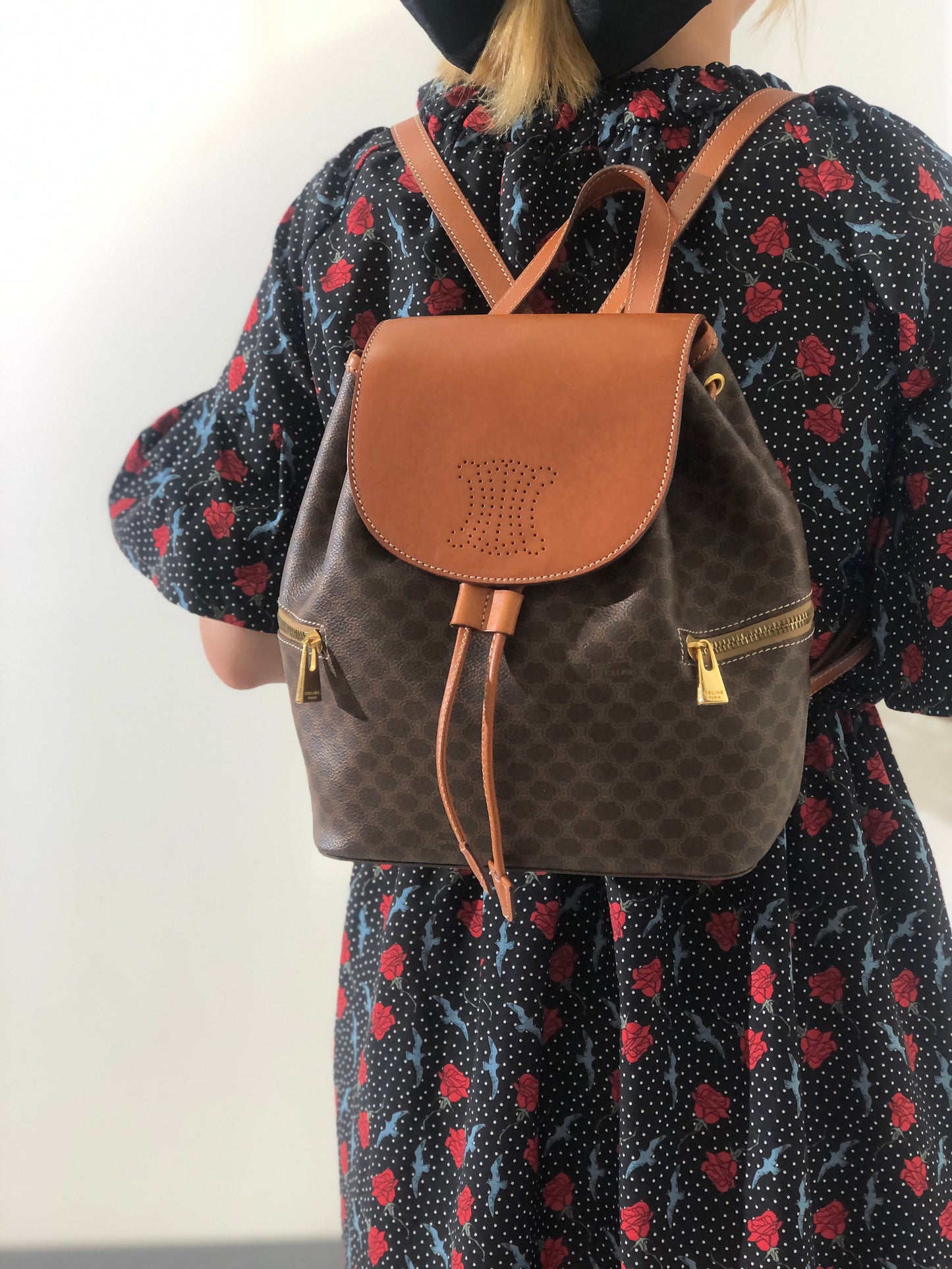 CELINE Macadam Triomphe Backpack Brown Vintage Old Celine b6pzvj
