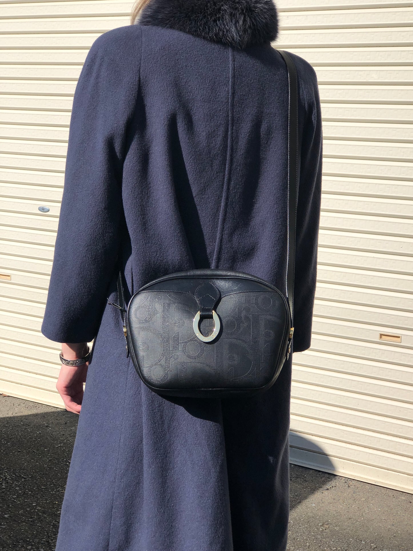 Christian Dior Trotter Round Shoulder bag Black Vintage texmwr