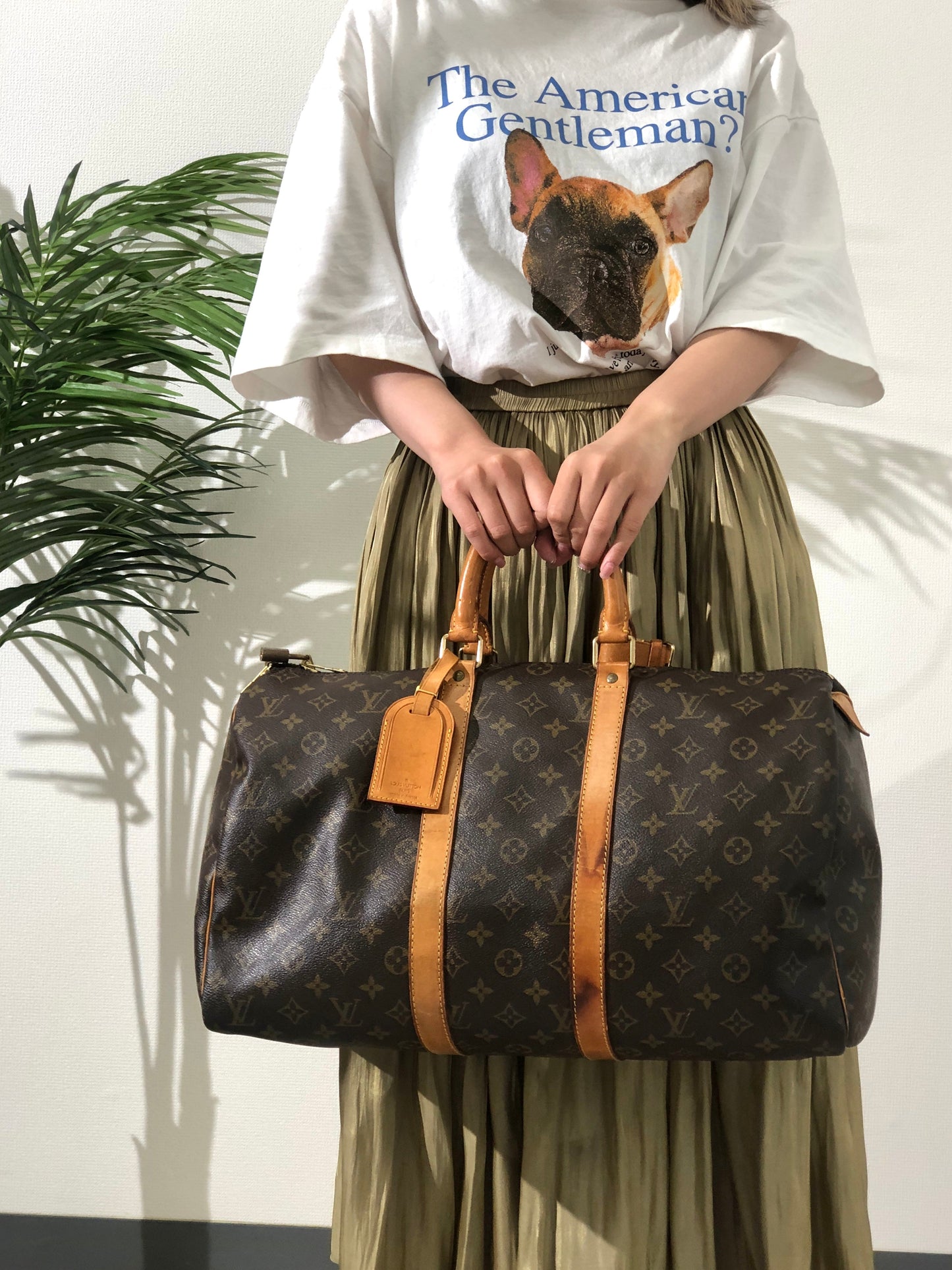 LOUIS VUITTON monogram keepall45 M41428 boston bag Brown Vintage Old t75hrk