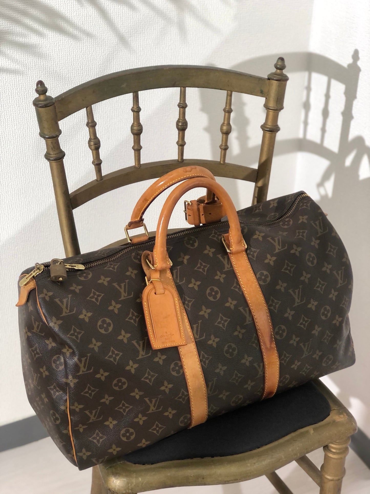 LOUIS VUITTON monogram keepall45 M41428 boston bag Brown Vintage Old t75hrk