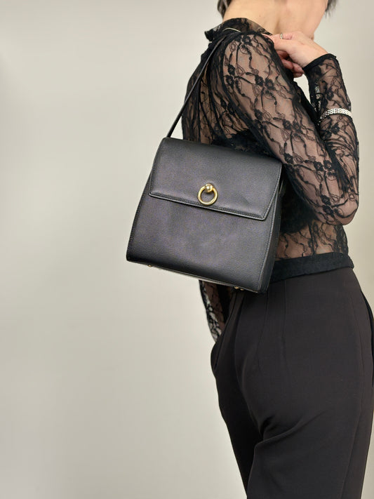CELINE Circle Logo Shoulder bag Black Vintage eefby6