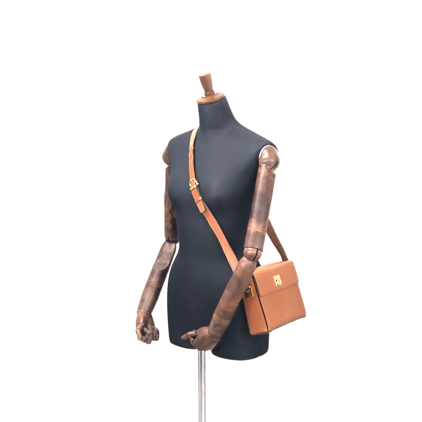 CELINE Logo Gancini 皮革 Box 單肩包 駝色 Vintage Old Celine ekrsvz