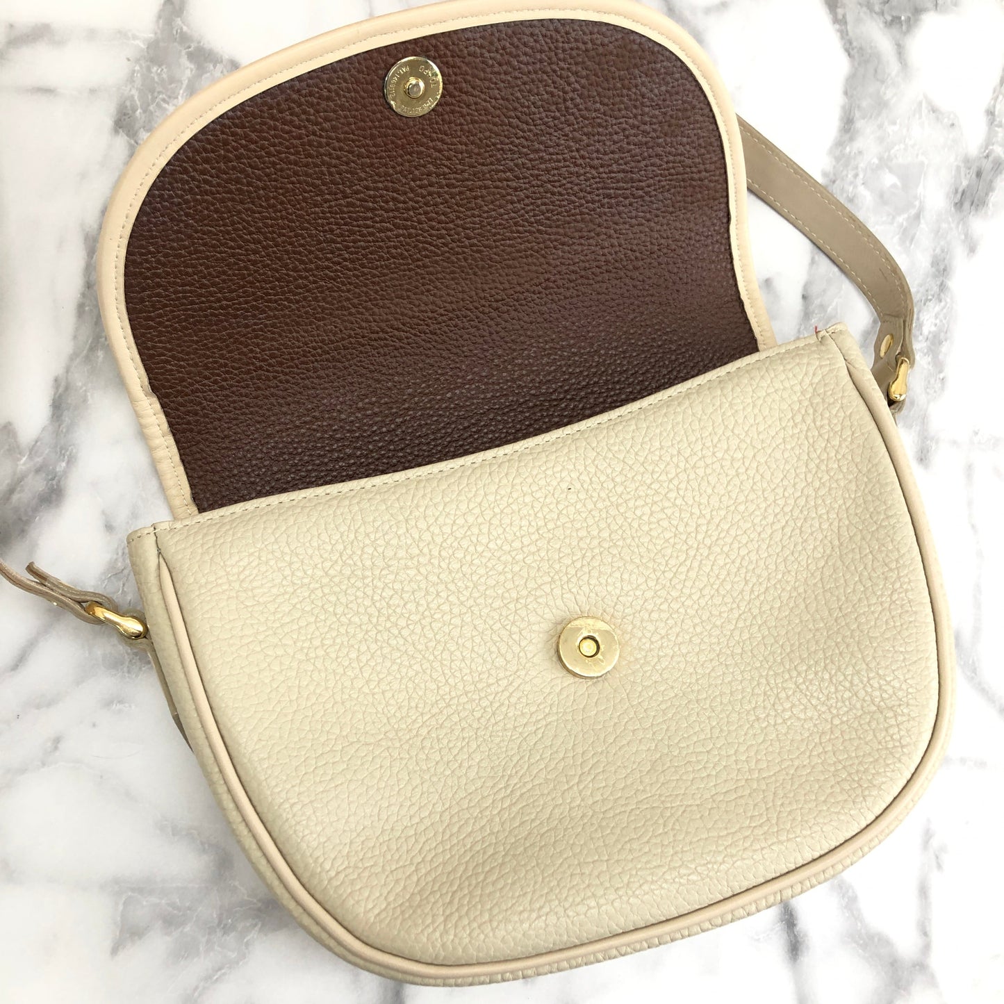 Burberrys logo embossed leather classic check off white Vintage Old 263gt2