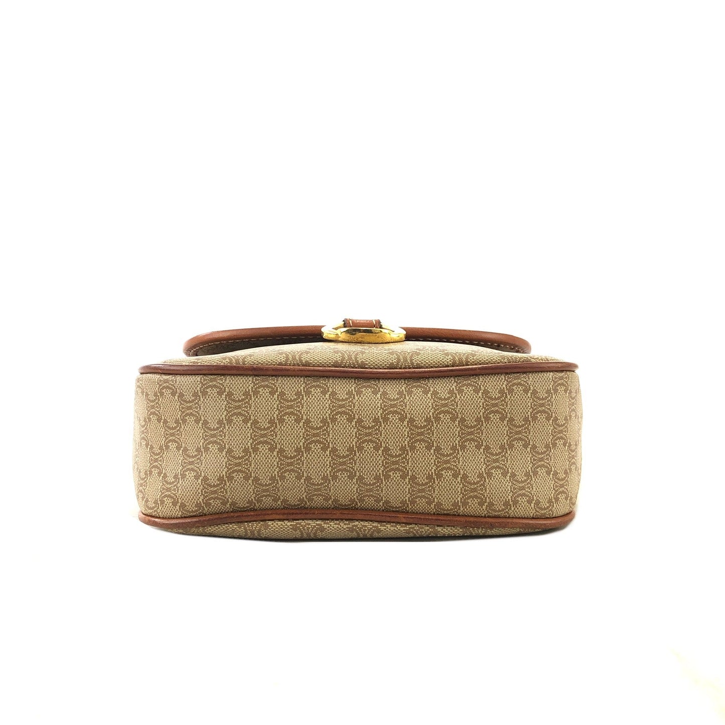 CELINE Macadam Horse bit Small Shoulder Bag Beige Vintage Old Celine t46eb4