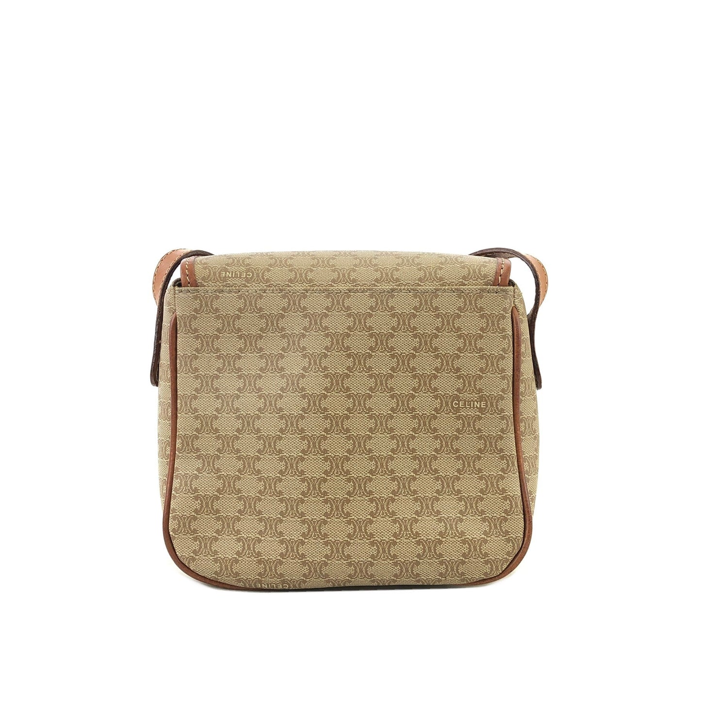 CELINE Macadam Horse bit Small Shoulder Bag Beige Vintage Old Celine t46eb4