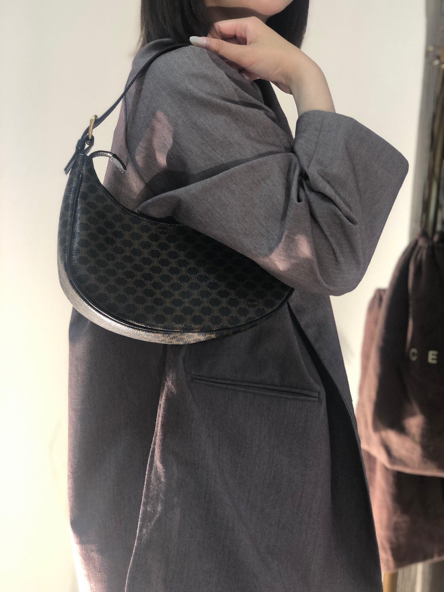 CELINE Macadam 手提包 Hobobag 黑色 AVA Old Celine Vintage d7kbzk