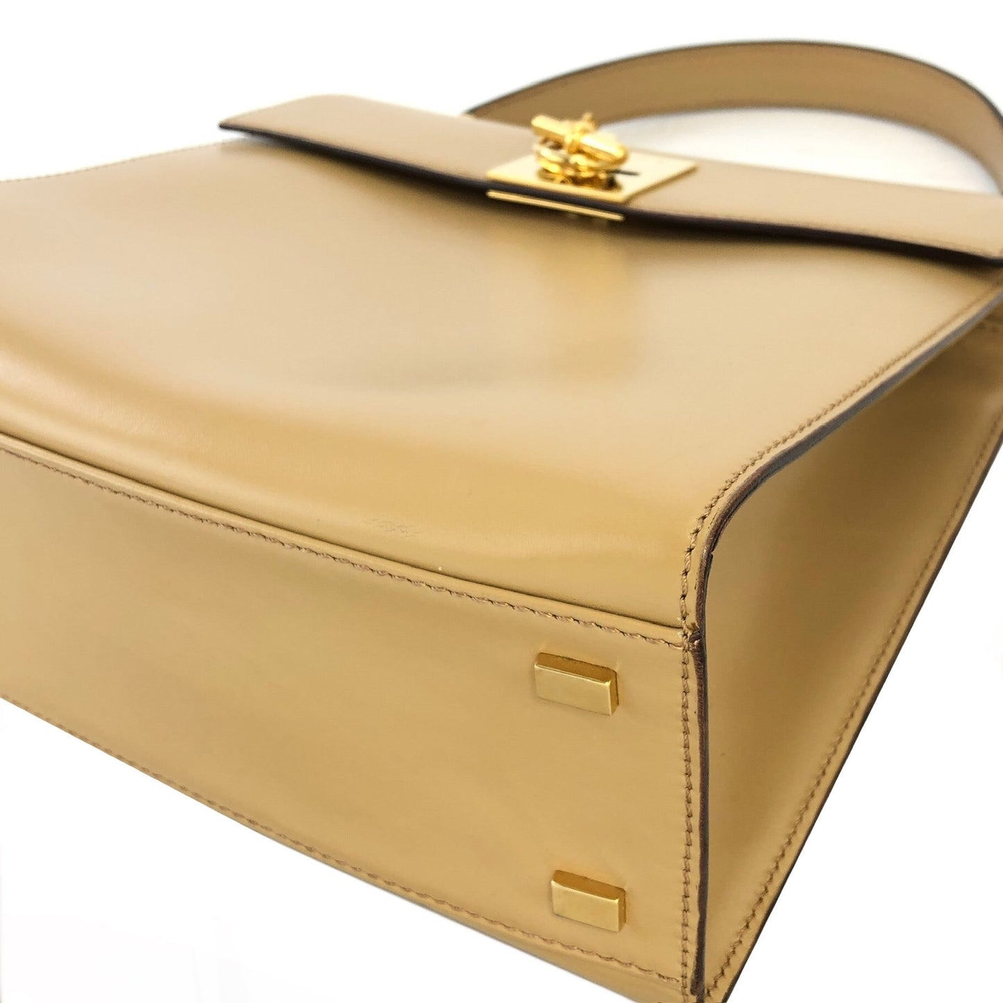 CELINE Toggle Clasp Chain Handbag Beige Vintage Old Celine mg644i