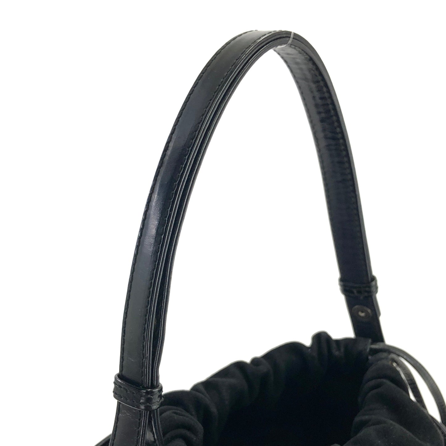 GUCCI Logo emboss Drawstring Bucket Leather Shoulderbag Black OldGUCCI Vintage baa8i6