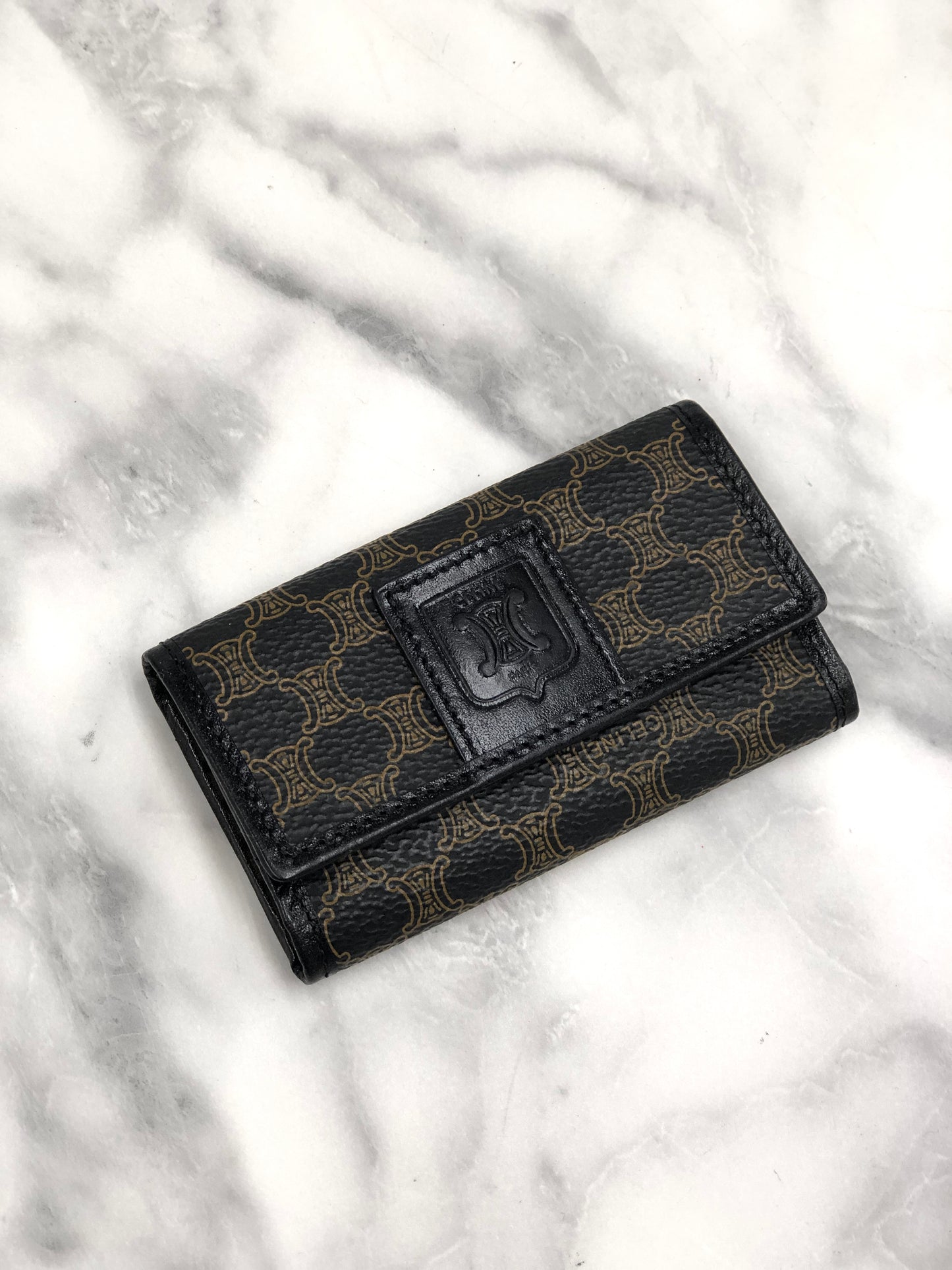 CELINE Macadam Blason 6 Key Holder Black Vintage ebnvpu