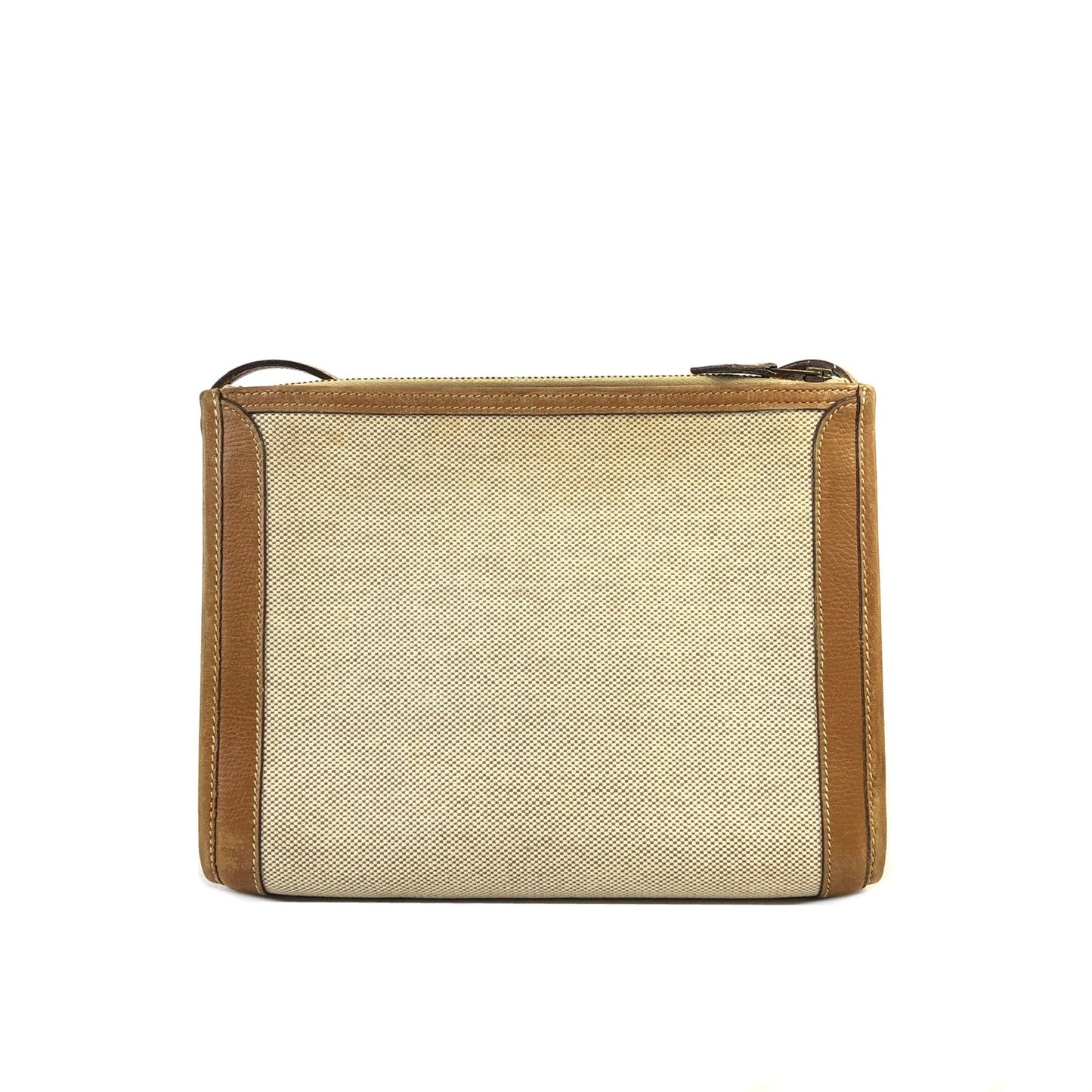 HERMES Canvas Crossbody Shoulder bag Beige Vintage Old nd6t4j