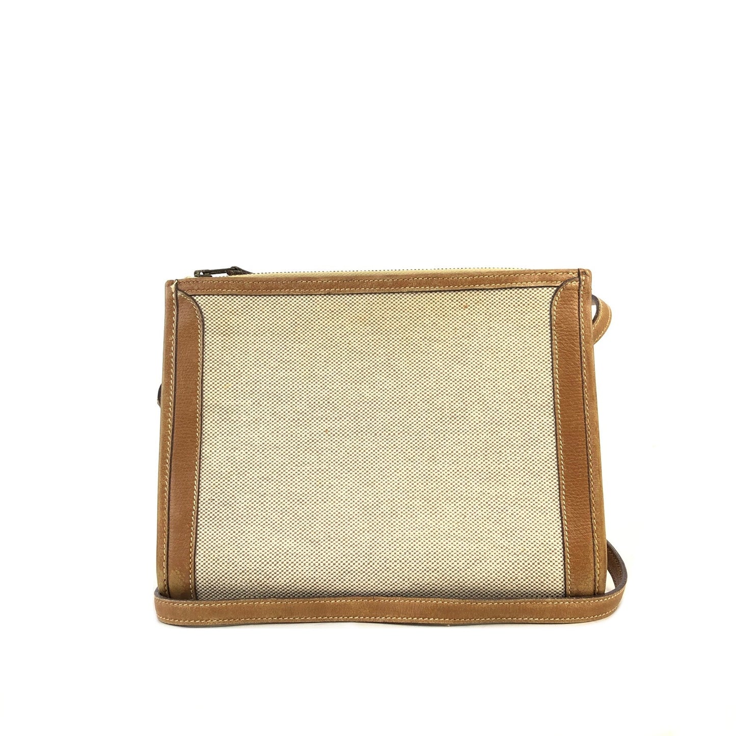 HERMES Canvas Crossbody Shoulder bag Beige Vintage Old nd6t4j