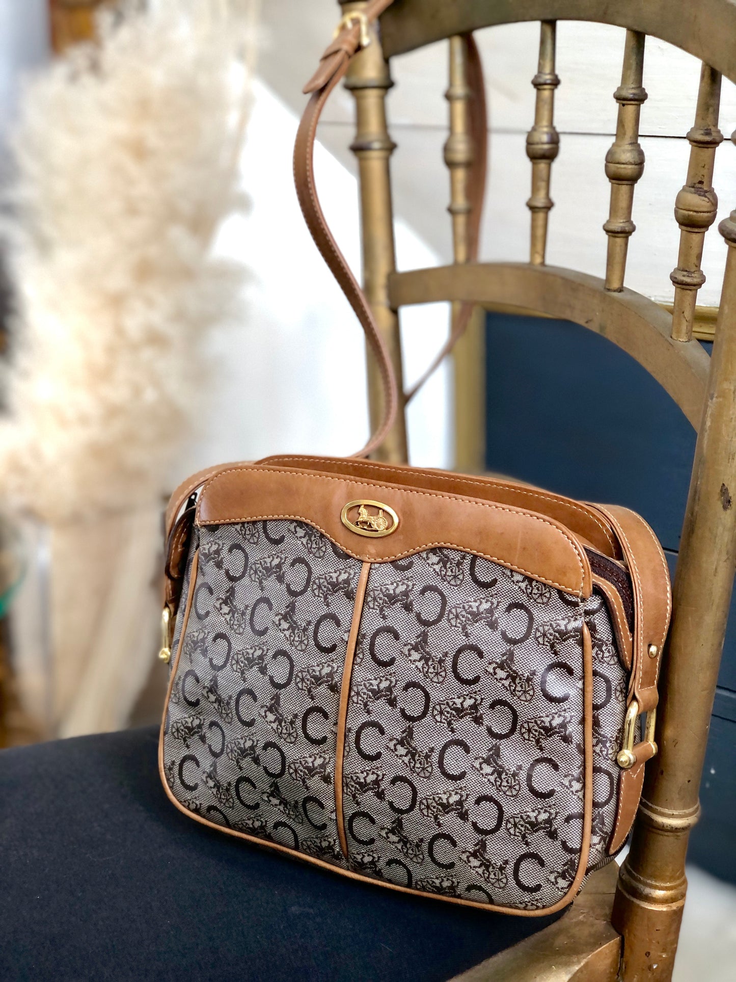 CELINE C Macadam Horse carriage Shoulder bag Brown Vintage Old CELINE 65fhzk