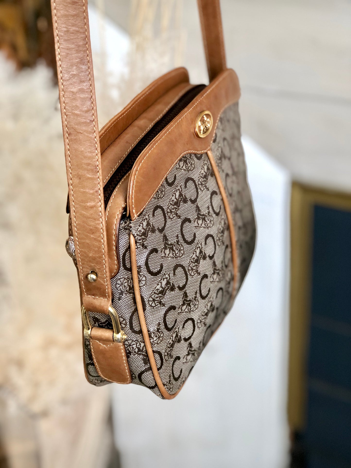 CELINE C Macadam Horse carriage Shoulder bag Brown Vintage Old CELINE 65fhzk