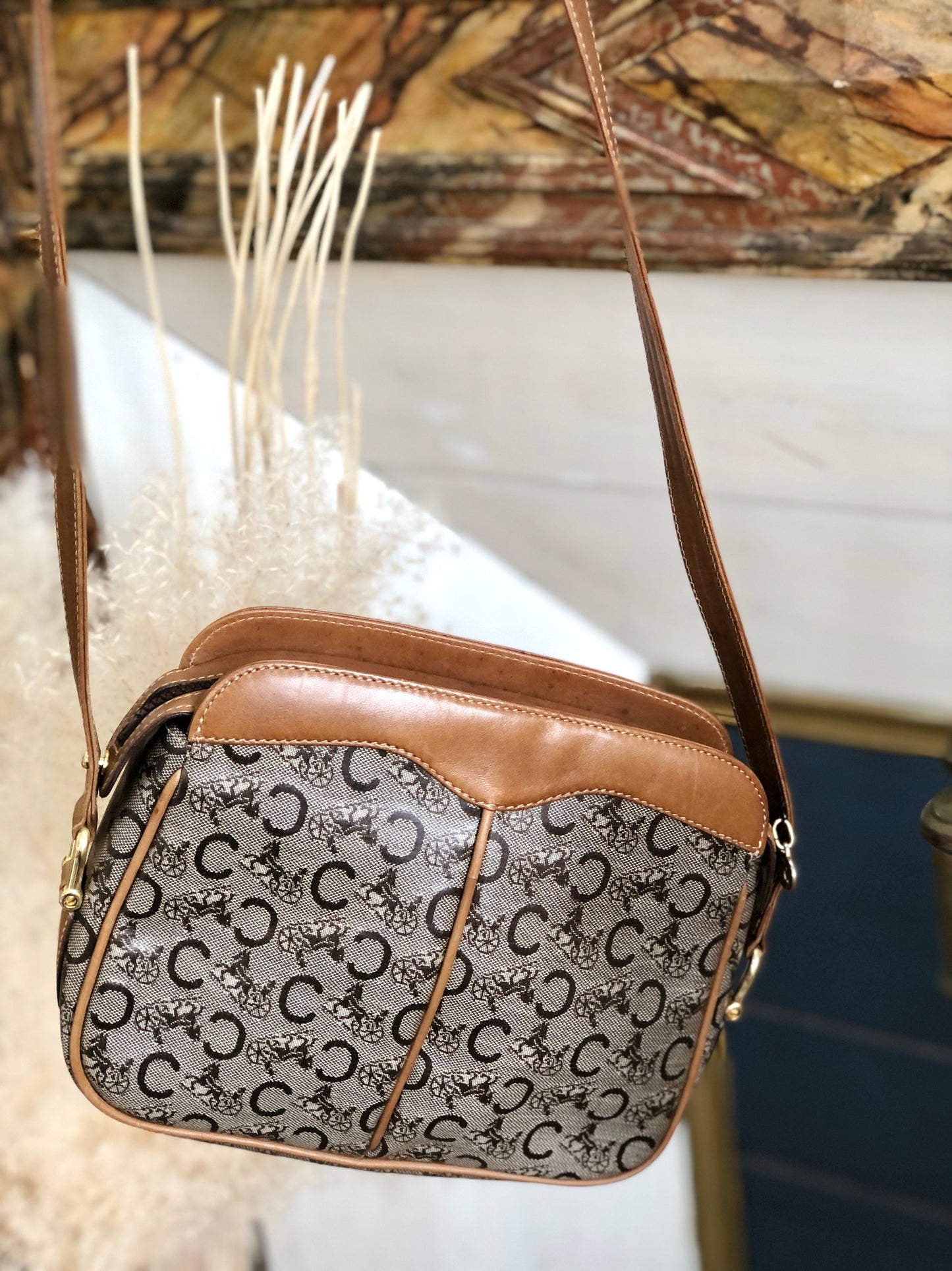 CELINE C Macadam Horse carriage Shoulder bag Brown Vintage Old CELINE 65fhzk