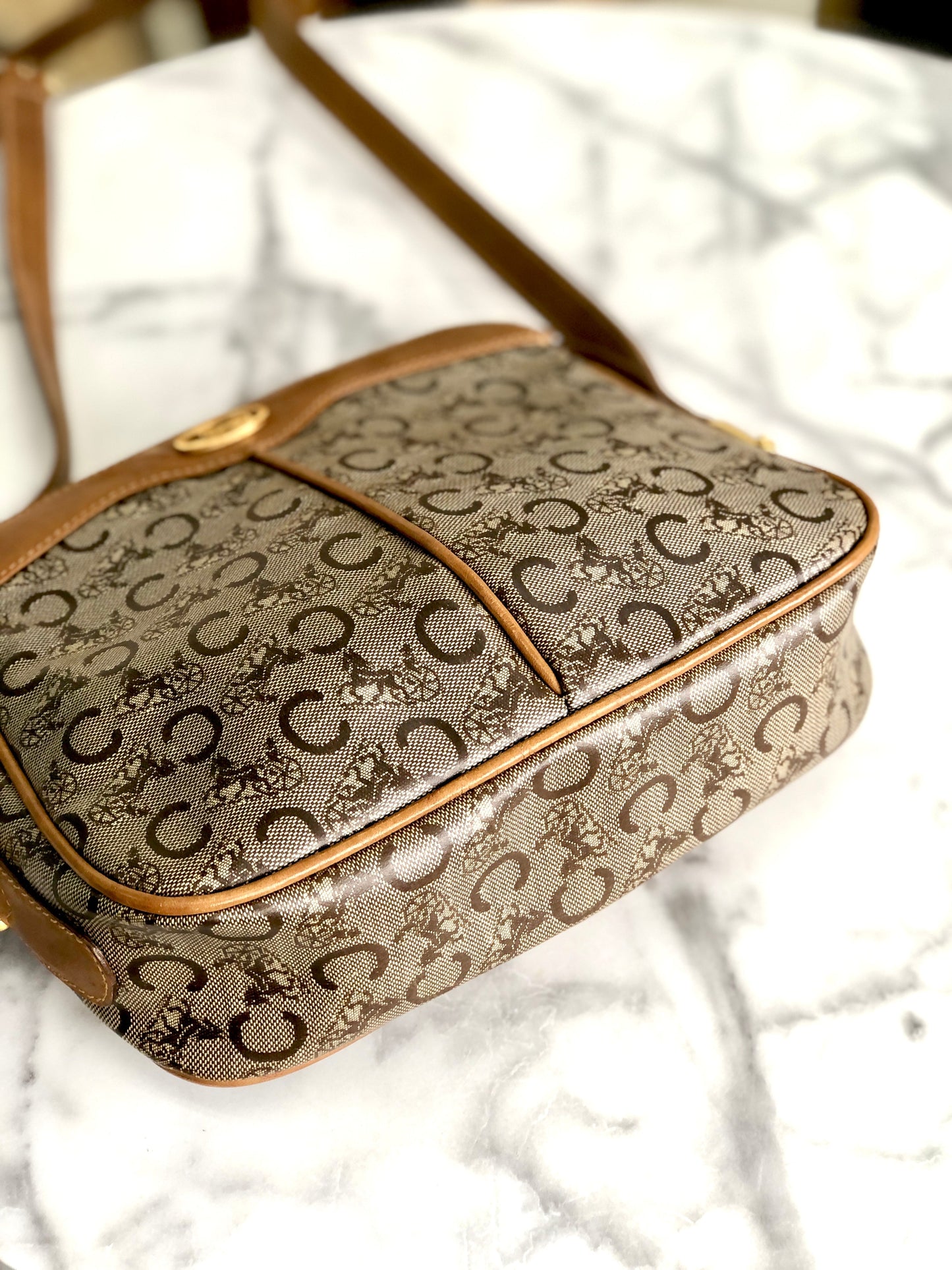 CELINE C Macadam Horse carriage Shoulder bag Brown Vintage Old CELINE 65fhzk