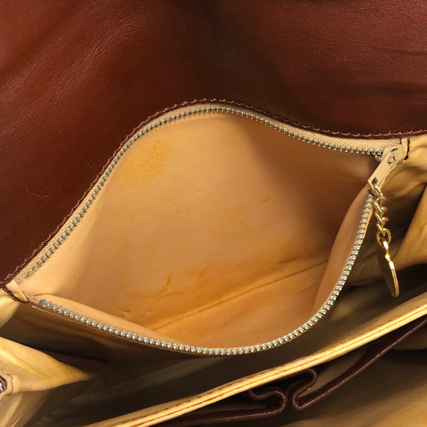 CELINE Blason Metal Fittings Leather Shoulder Bag Brown Vintage Old Celine mi8za6