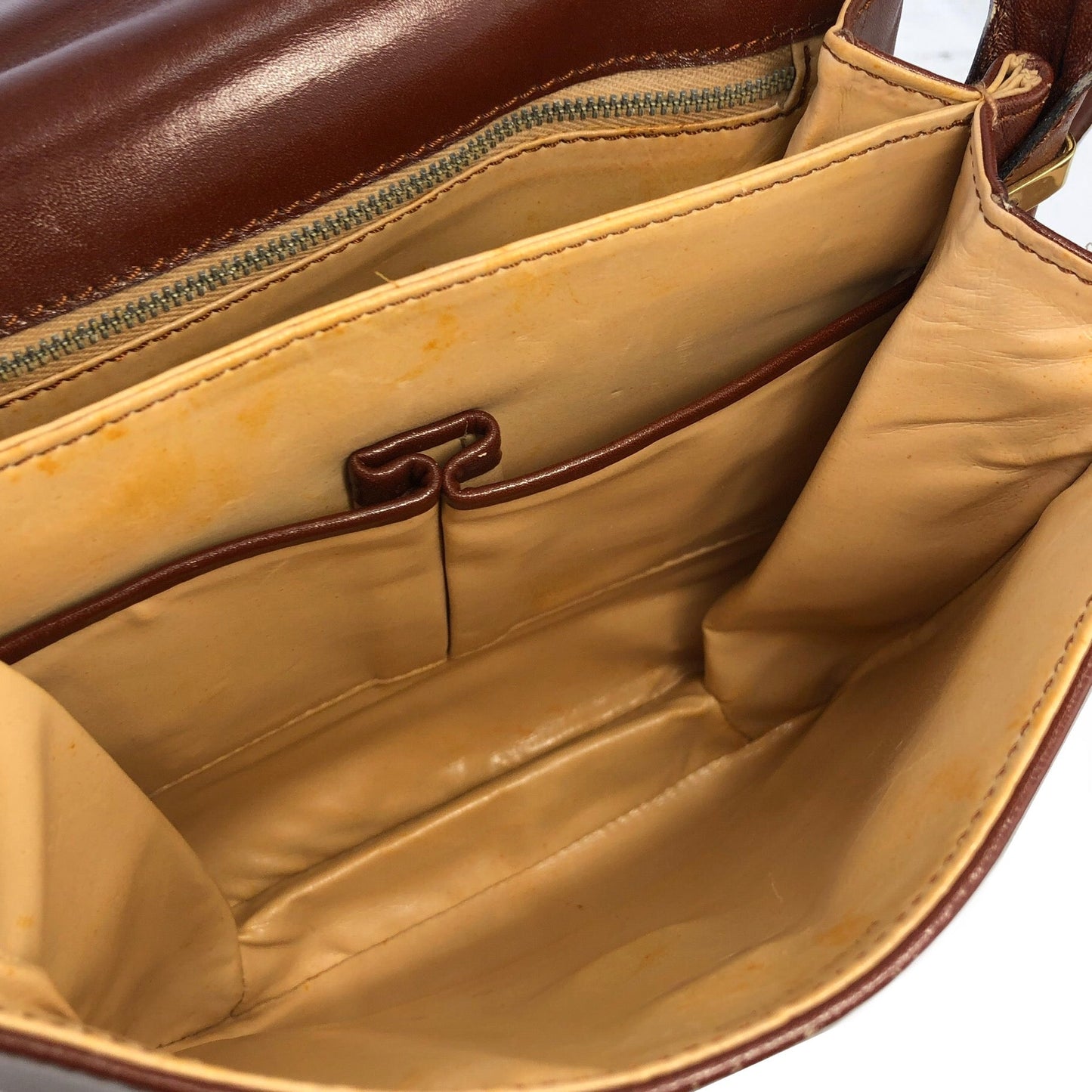 CELINE Blason Metal Fittings Leather Shoulder Bag Brown Vintage Old Celine mi8za6