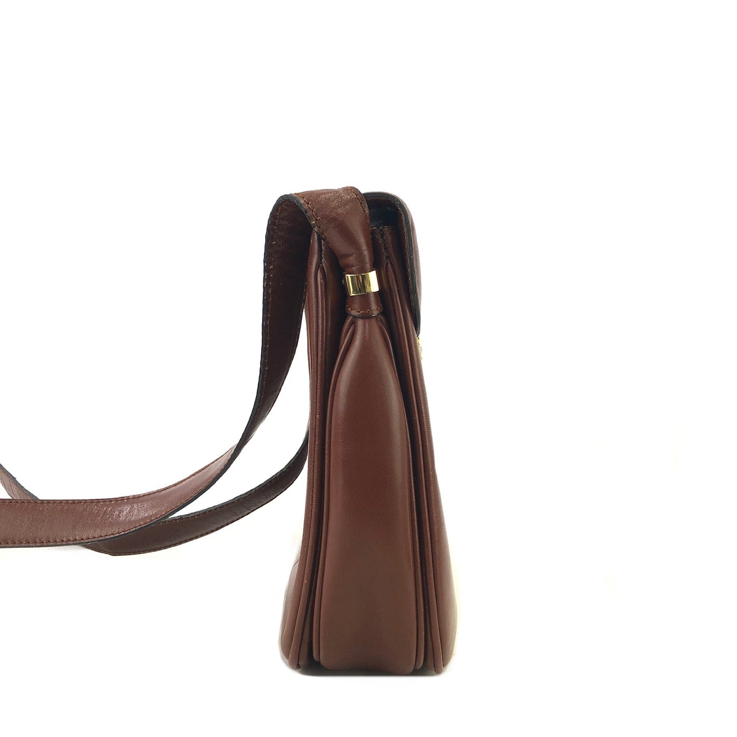 CELINE Blason Metal Fittings Leather Shoulder Bag Brown Vintage Old Celine mi8za6