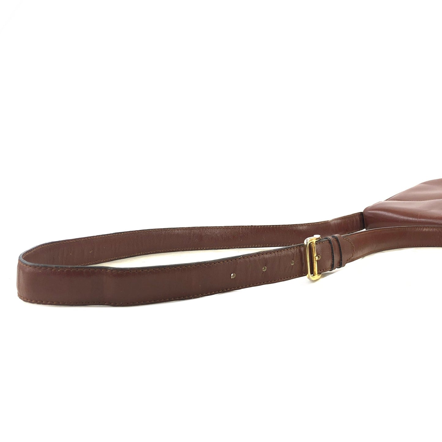 CELINE Blason Metal Fittings Leather Shoulder Bag Brown Vintage Old Celine mi8za6