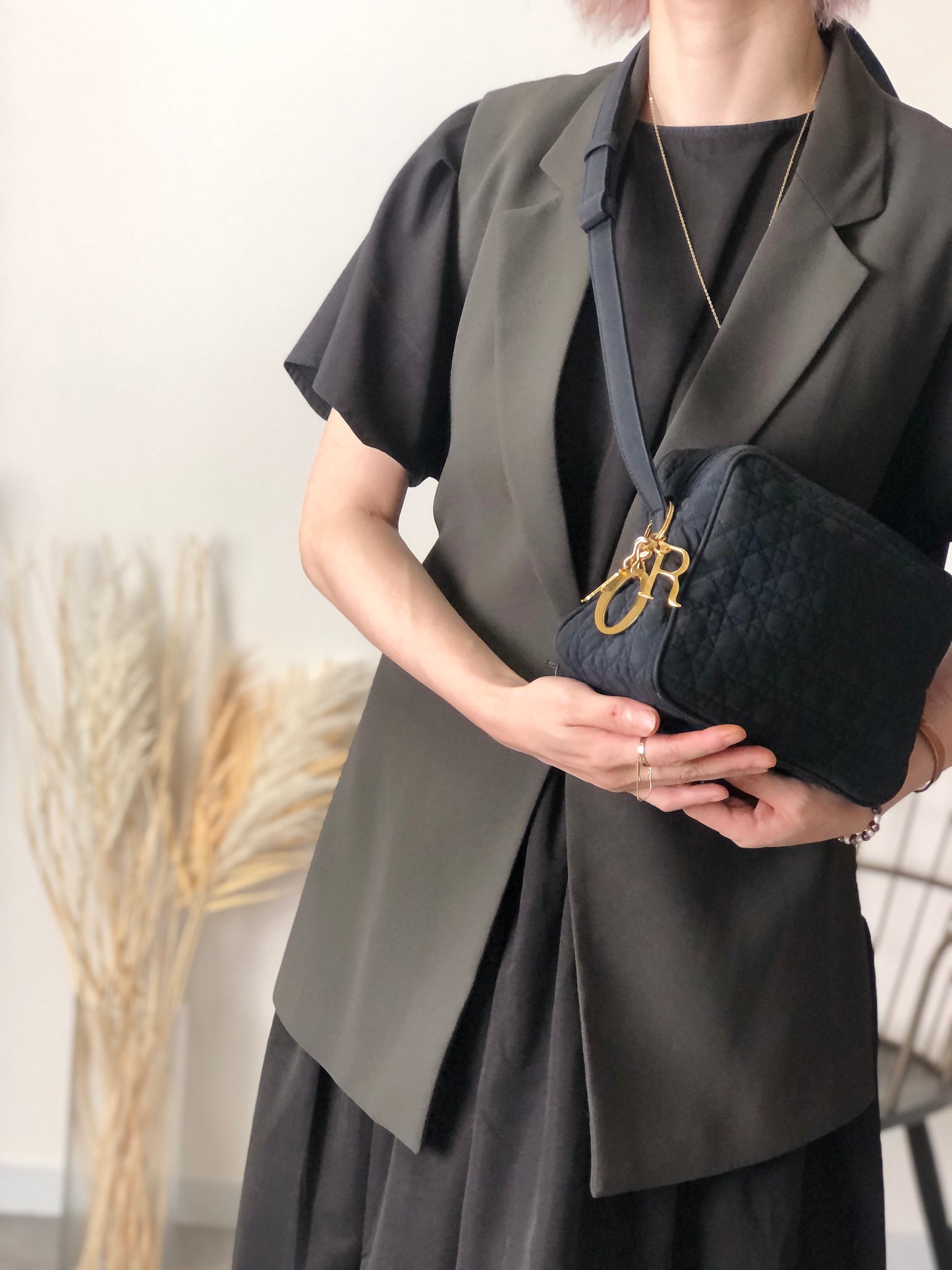 Christian Dior Cannage Logo Charm Shoulder bag Dark Navy Vintage pdtnij