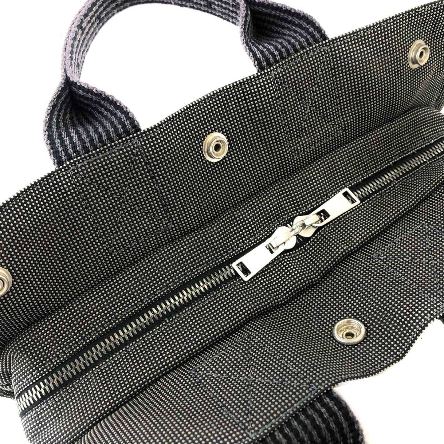 HERMES Yell line Canvas PM Handbag Gray Vintage Old teisbv