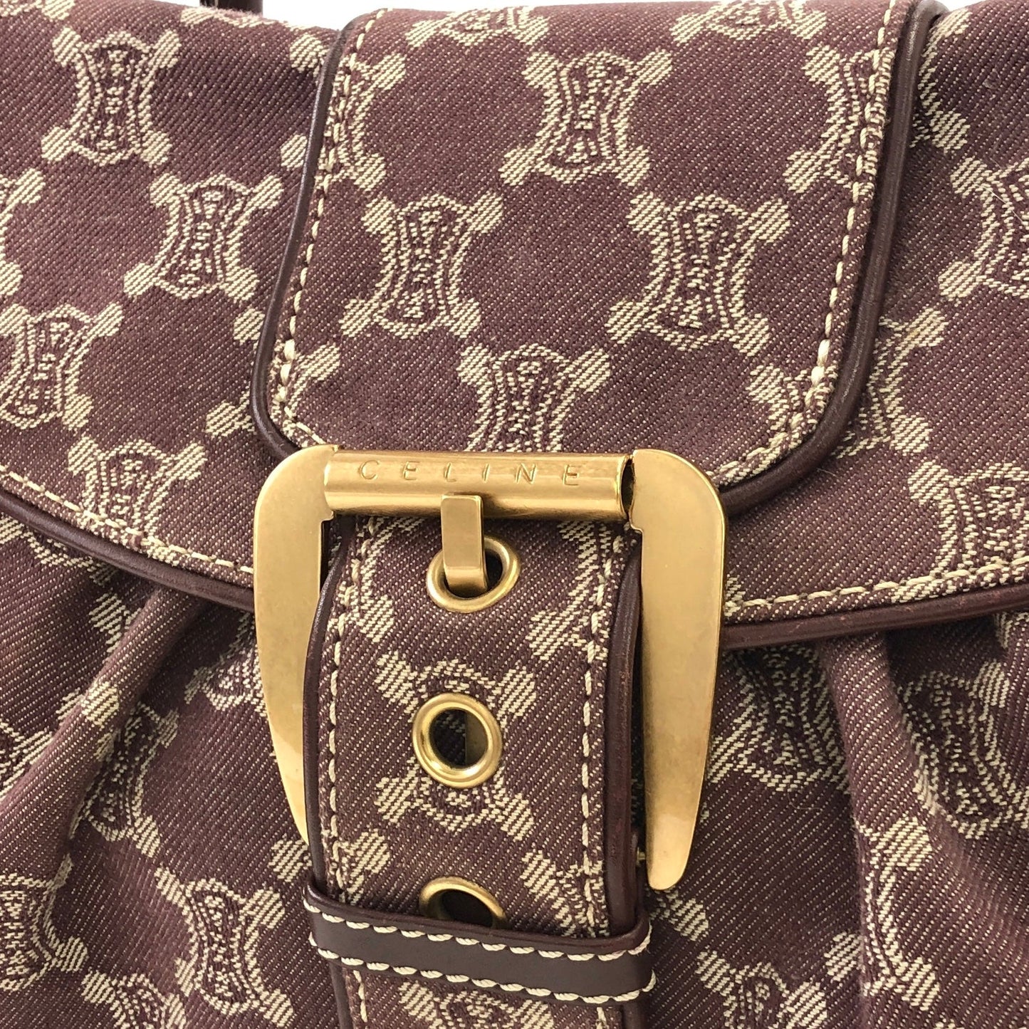 CELINE Paris Macadam Front Buckle Boston bag Purple Vintage Old CELINE r3uwfa