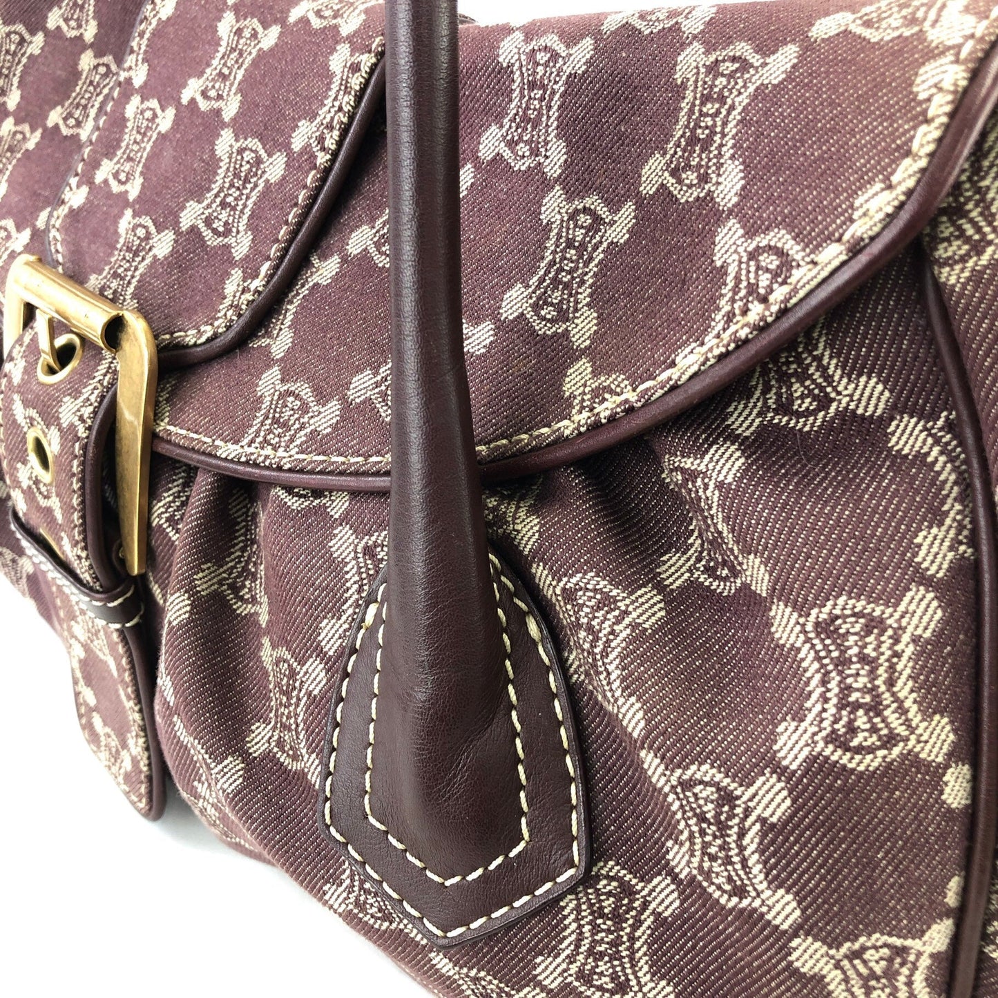 CELINE Paris Macadam Front Buckle Boston bag Purple Vintage Old CELINE r3uwfa