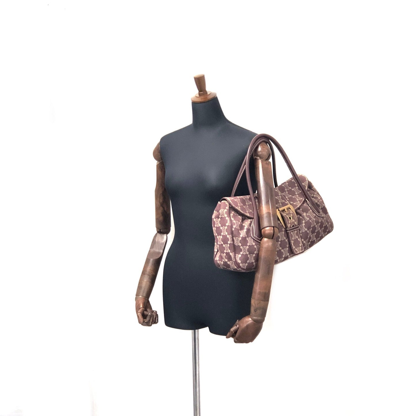 CELINE Paris Macadam Front Buckle Boston bag Purple Vintage Old CELINE r3uwfa