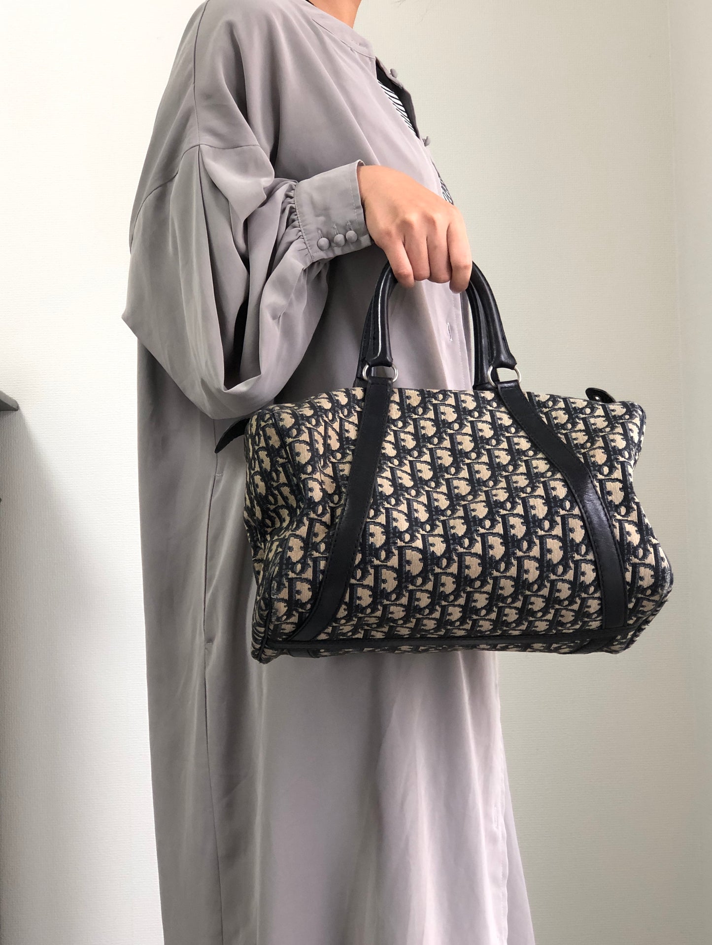 Christian Dior Trotter Small Boston bag Handbag Navy Vintage 6524f6