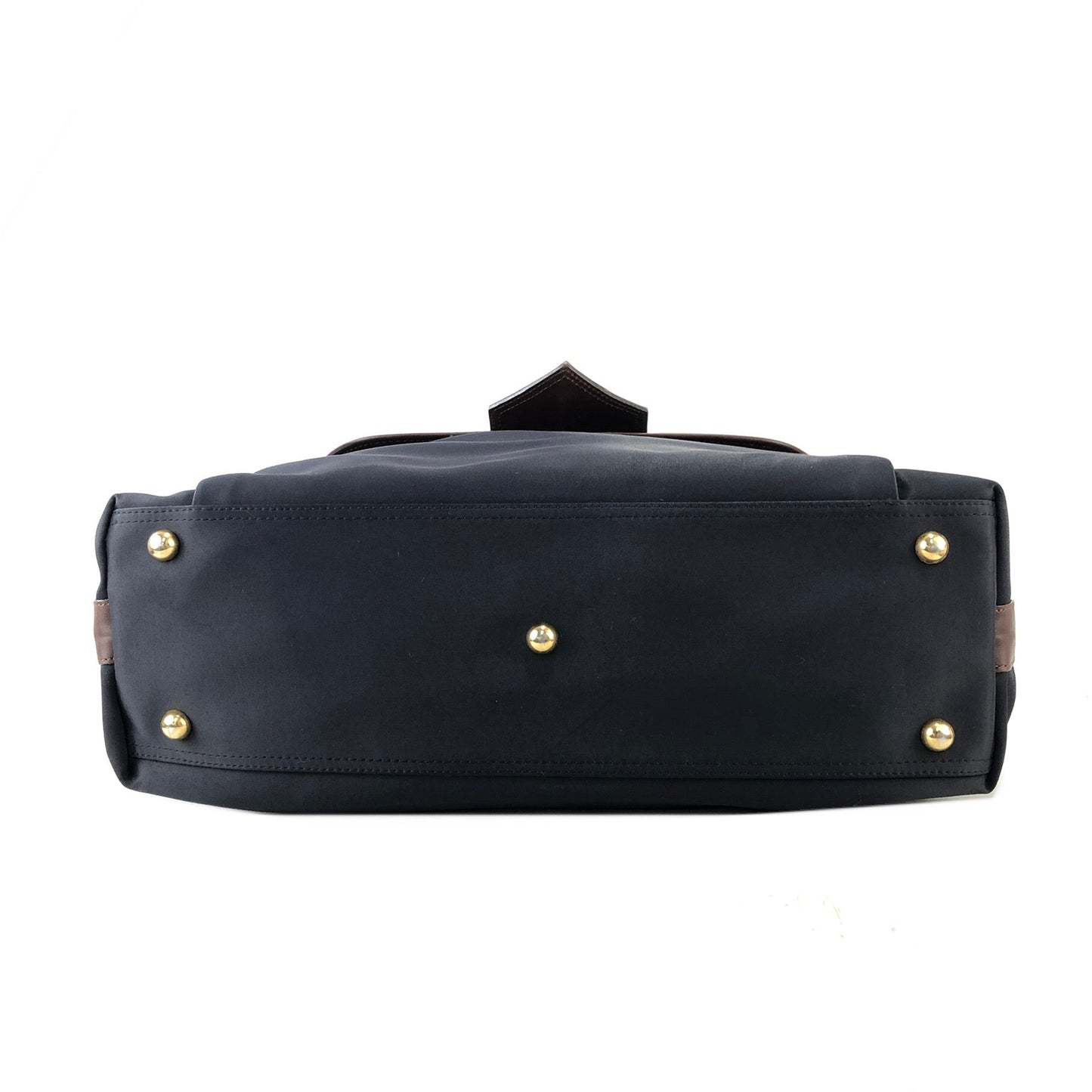 Yves Saint Laurent yEmbossed Nylon x leather 2way bostonba shoulder bag navy x brown vintage old yf3gf4