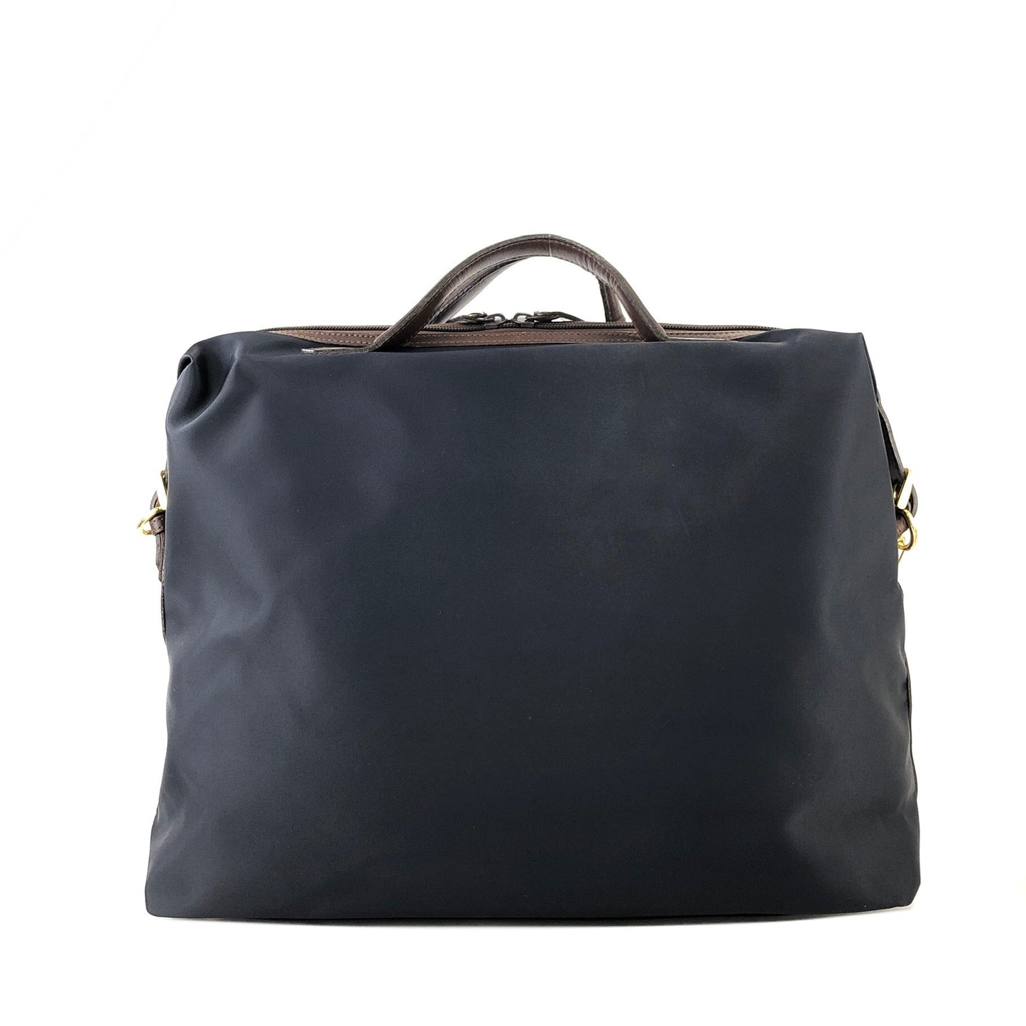 Yves Saint Laurent yEmbossed Nylon x leather 2way bostonba shoulder bag navy x brown vintage old yf3gf4