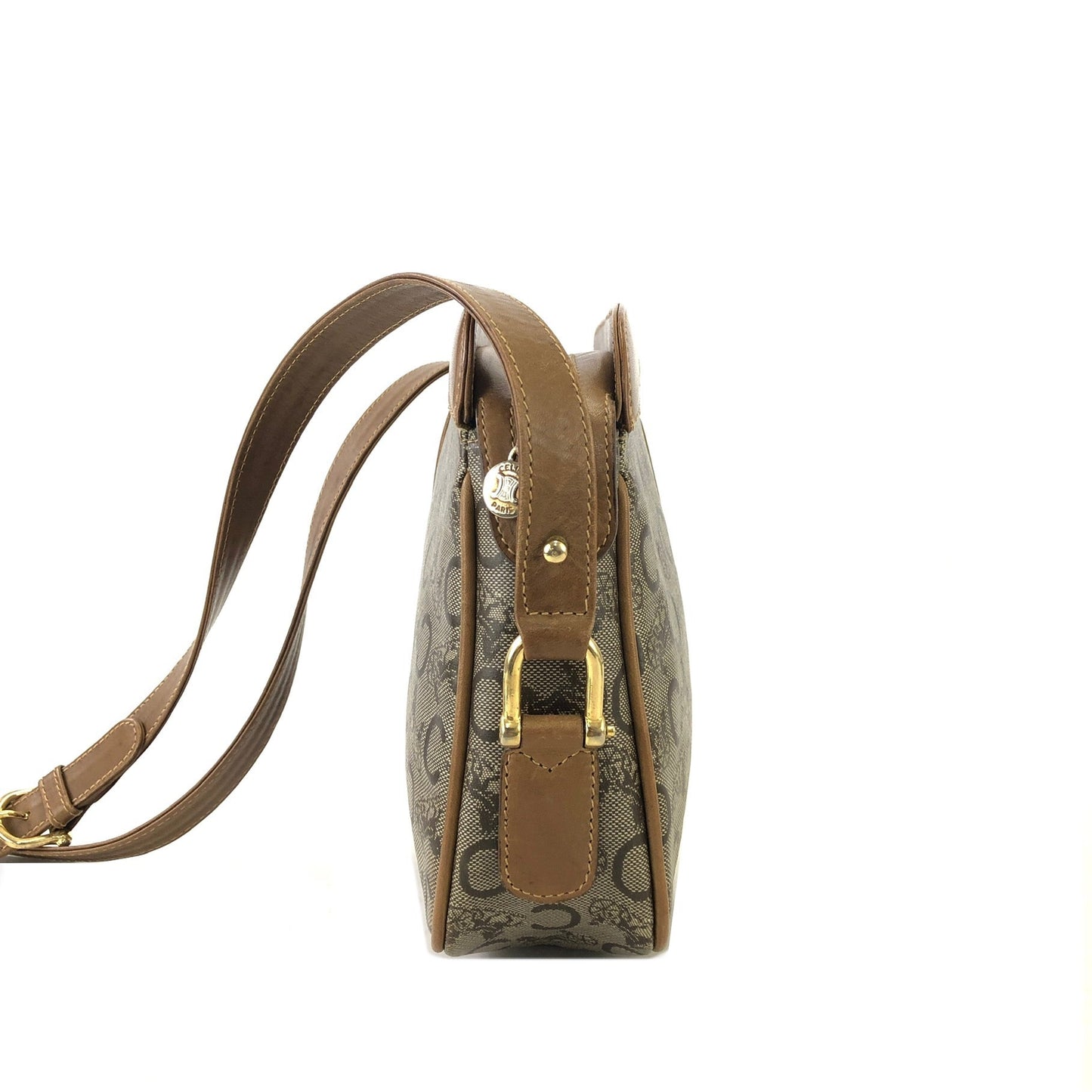 CELINE C Macadam Horse carriage Shoulder bag Brown Vintage Old CELINE 65fhzk
